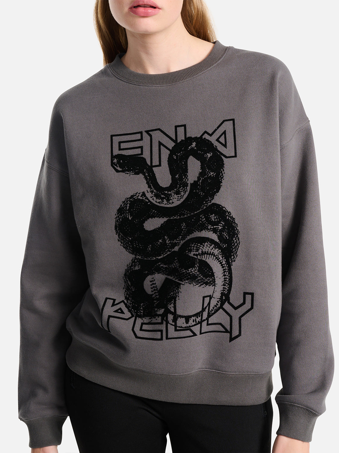 Flocked Python Relaxed Sweater | Charcoal