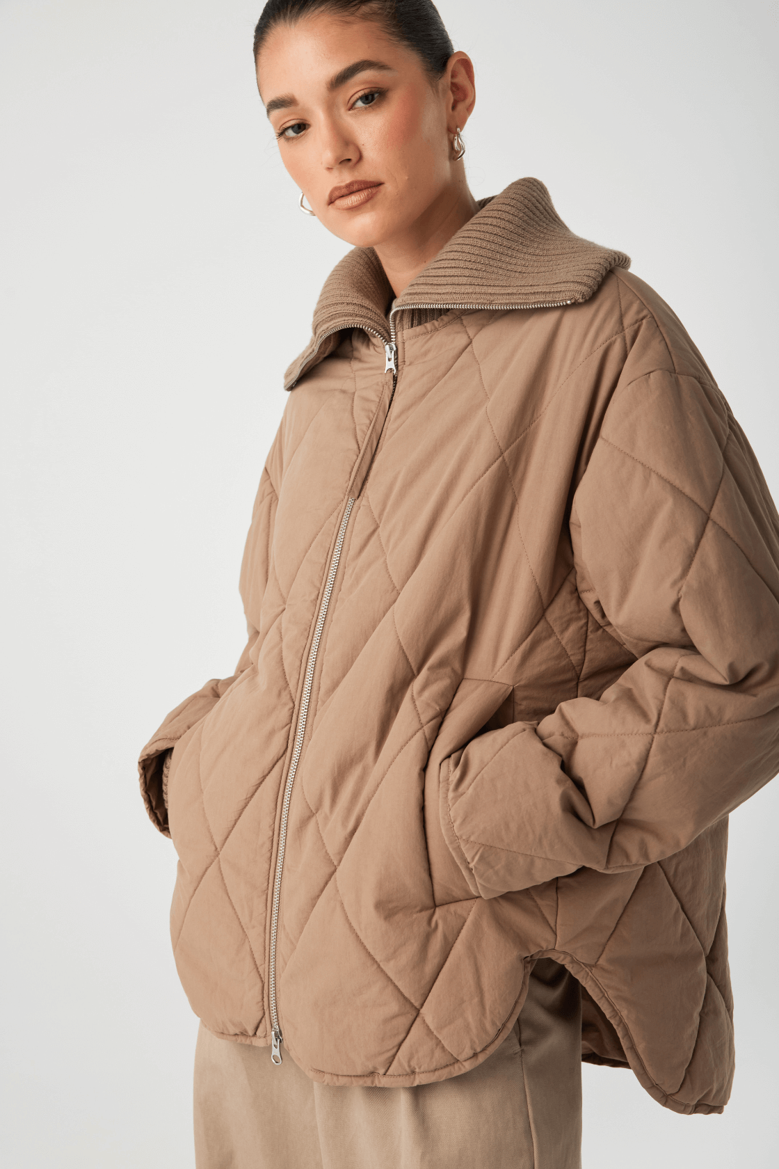 Reece Quilted Jacket | Taupe