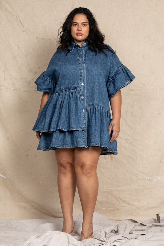 Genoa Mini Dress | Mid Blue Denim