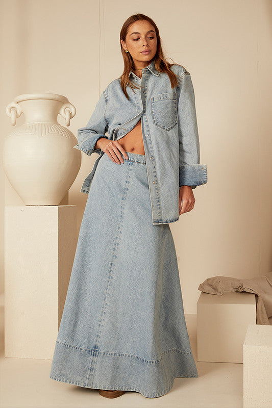 Denim Circle Skirt | Ice Blue