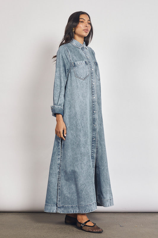 Maxi Shirt Dress | Ice Blue