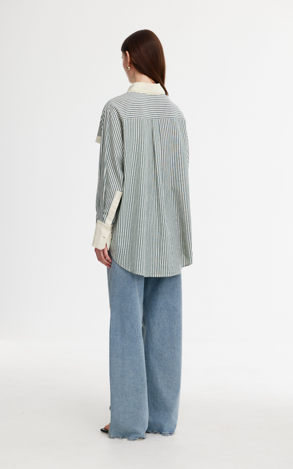 Ruby Shirt | Green/Stone Stripe