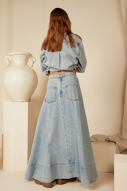 Denim Circle Skirt | Ice Blue