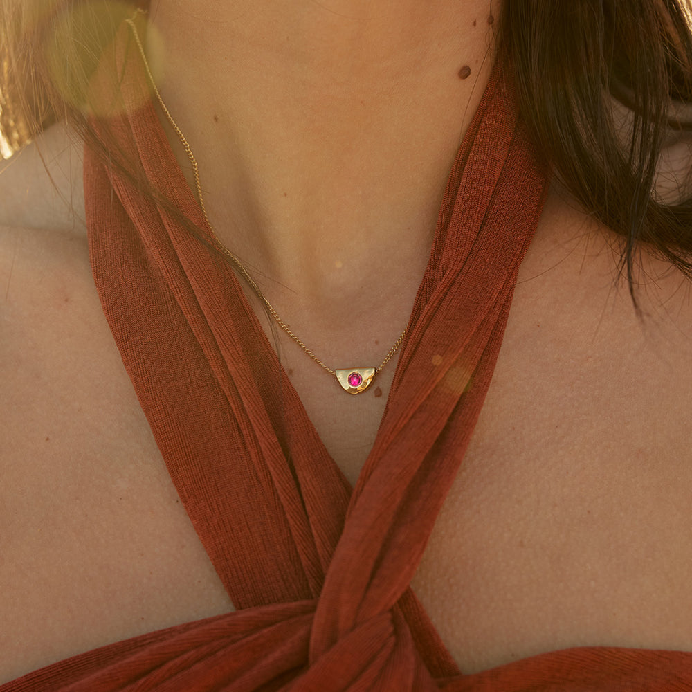 July Ruby Birthstone Necklace