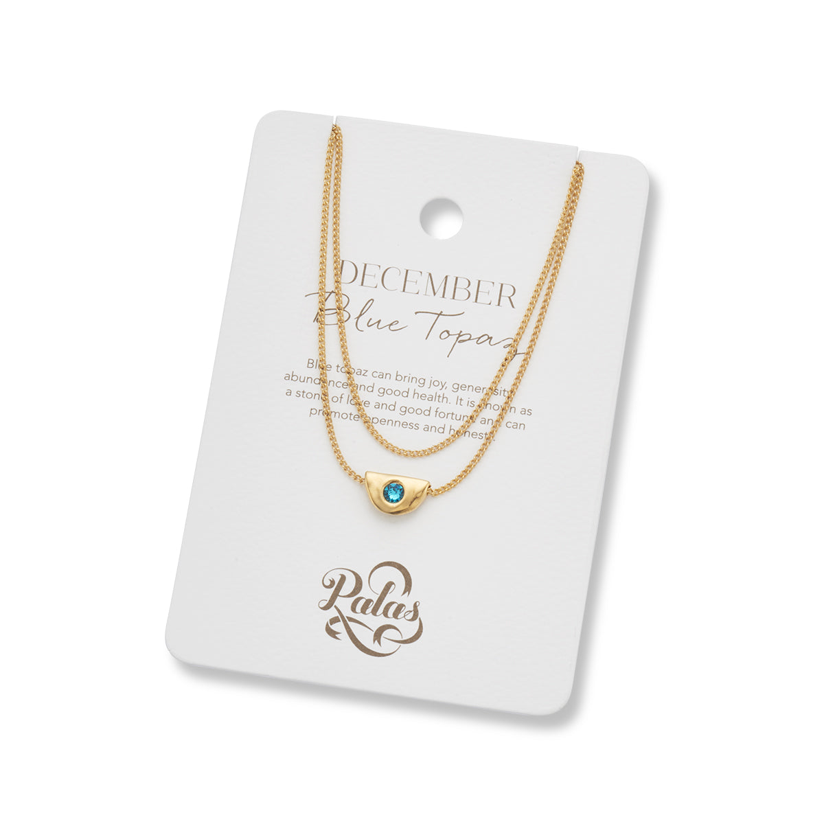 December Blue Topaz Birthstone Necklace