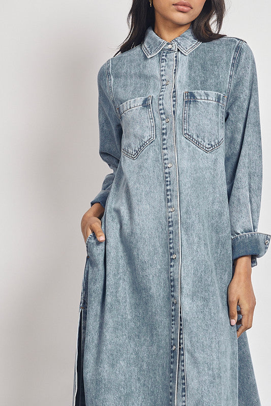 Maxi Shirt Dress | Ice Blue