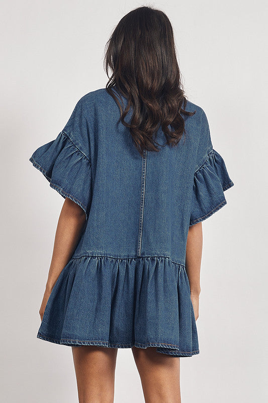 Genoa Mini Dress | Mid Blue Denim