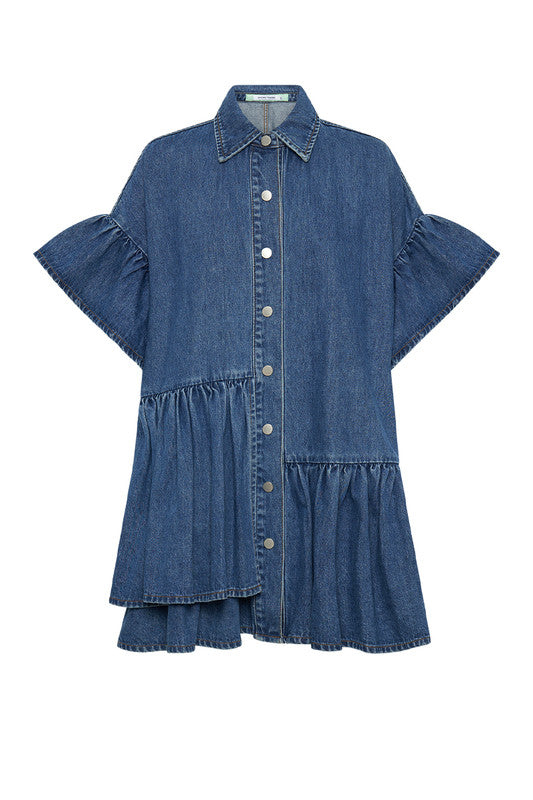 Genoa Mini Dress | Mid Blue Denim