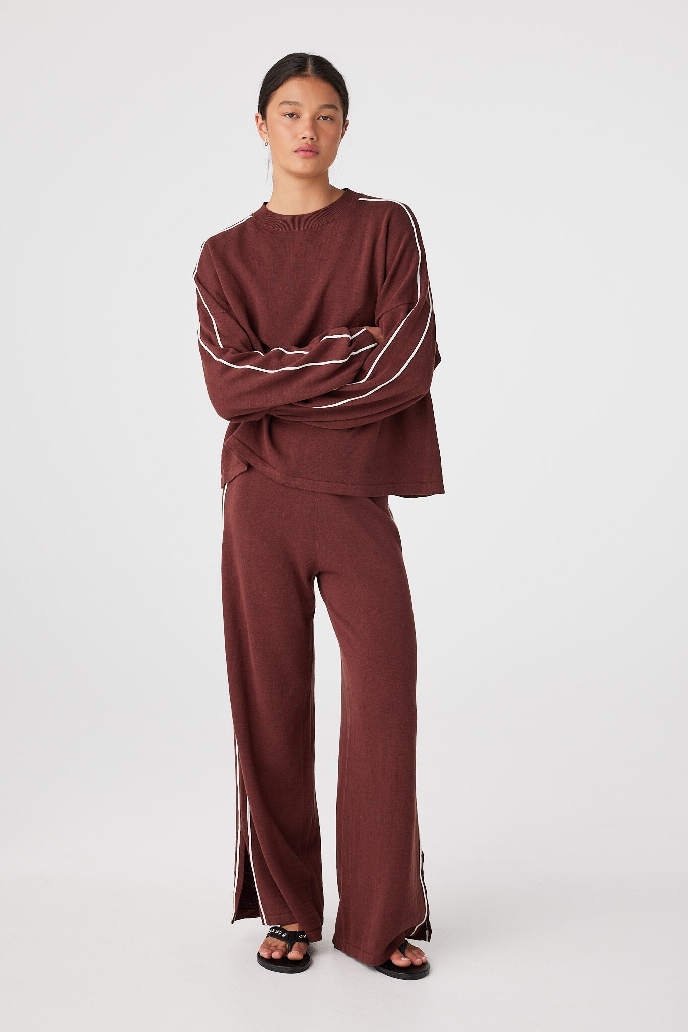 Pippa Long Sleeve Tee | Raisin & Cream