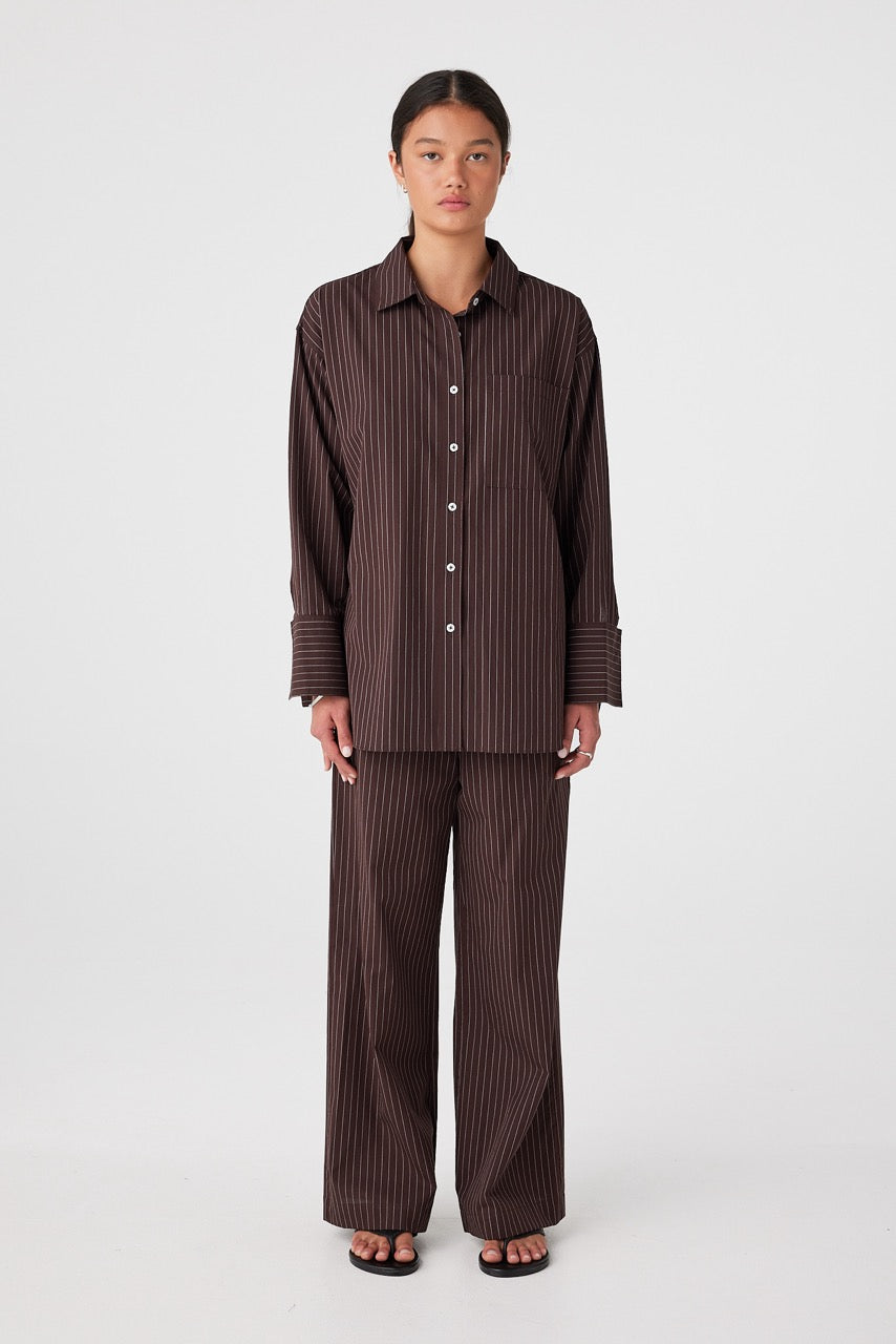 Rae Shirt | Espresso Stripe