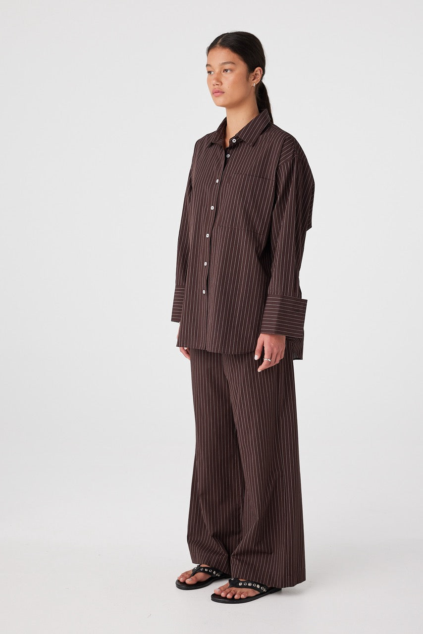 Rae Shirt | Espresso Stripe