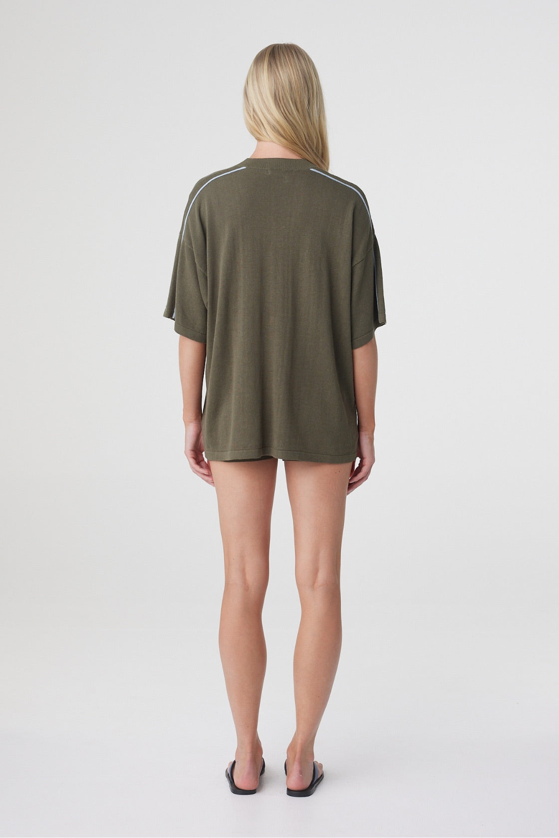 Pippa Oversized Tee | Smokey Olive & Dusk Blue