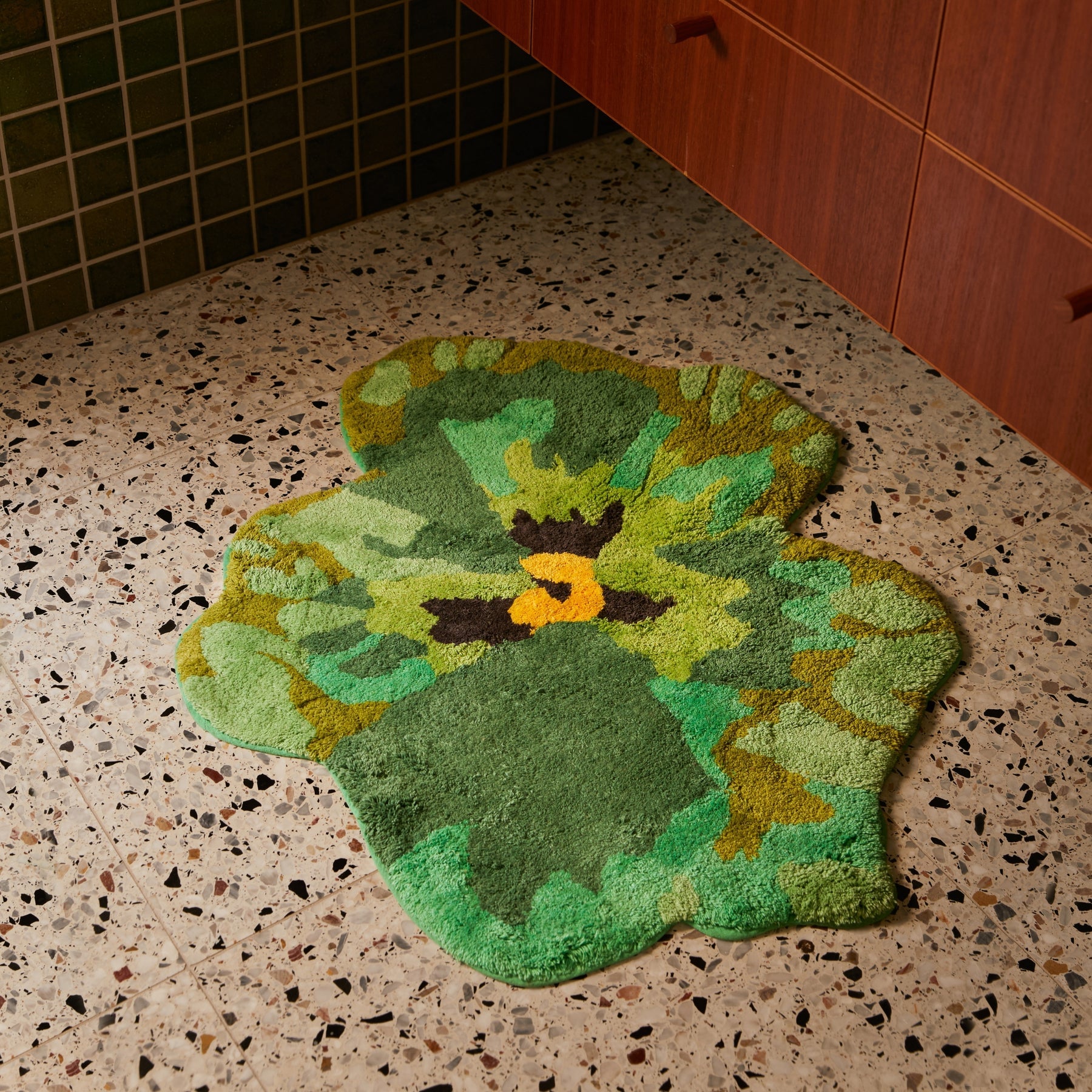 Pansy Green Bath Mat
