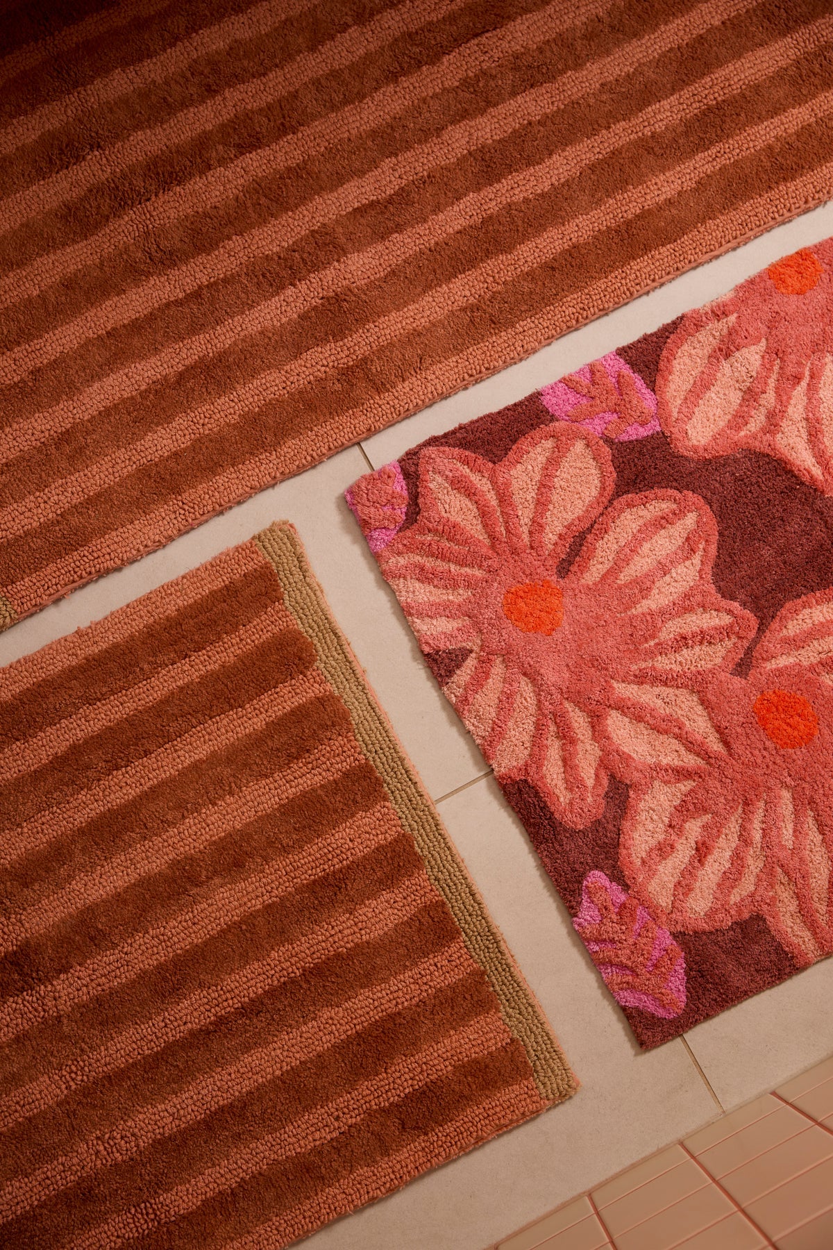 Stripe Reversible Terracotta Bath Mat