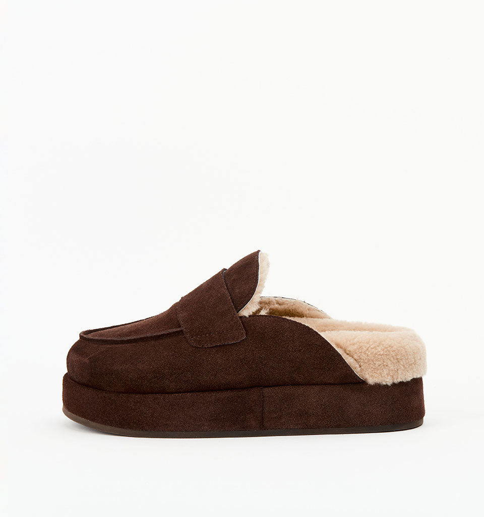 Burkley | Choc Suede Shearling