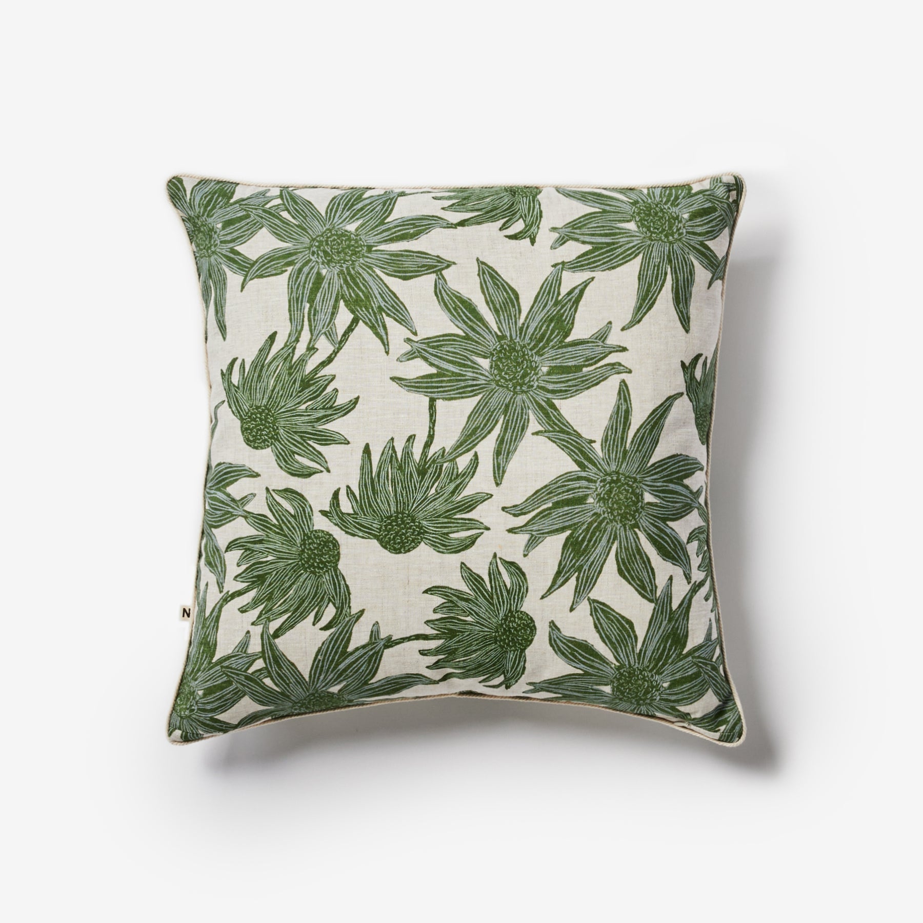 Flannel Flower Khaki Cushion 50x50cm