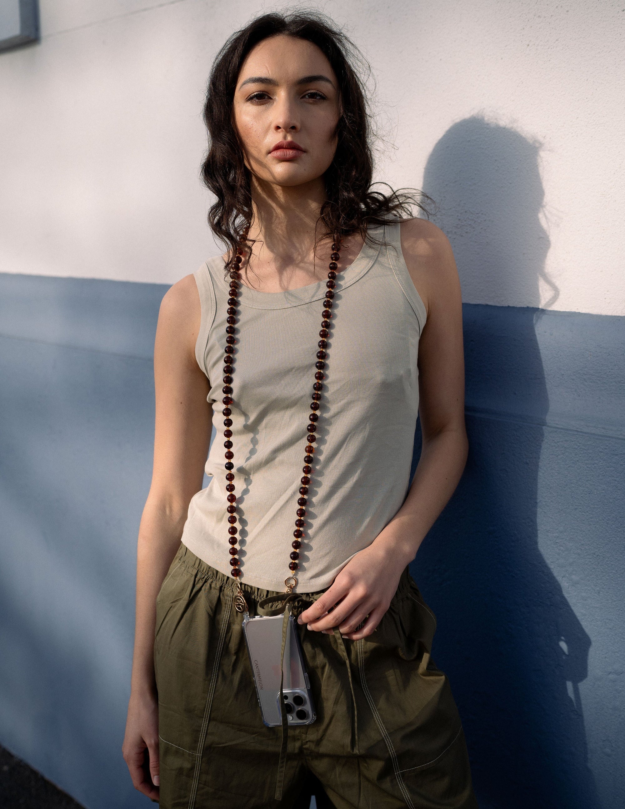 Frida | Amber Glass Beaded Phone Chain