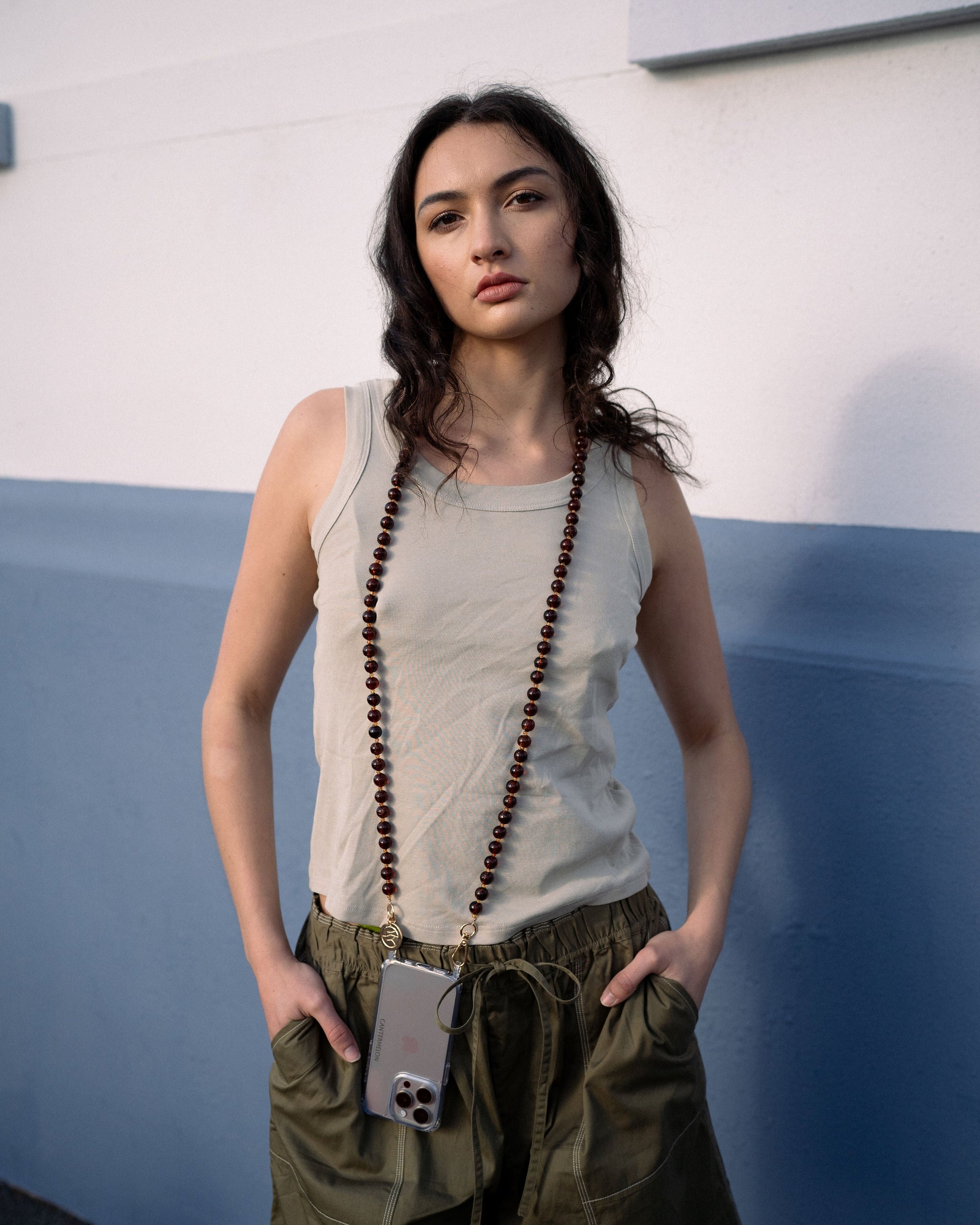 Frida | Amber Glass Beaded Phone Chain