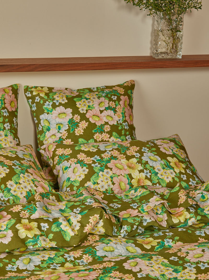Buttercup Olive Linen Quilt Cover