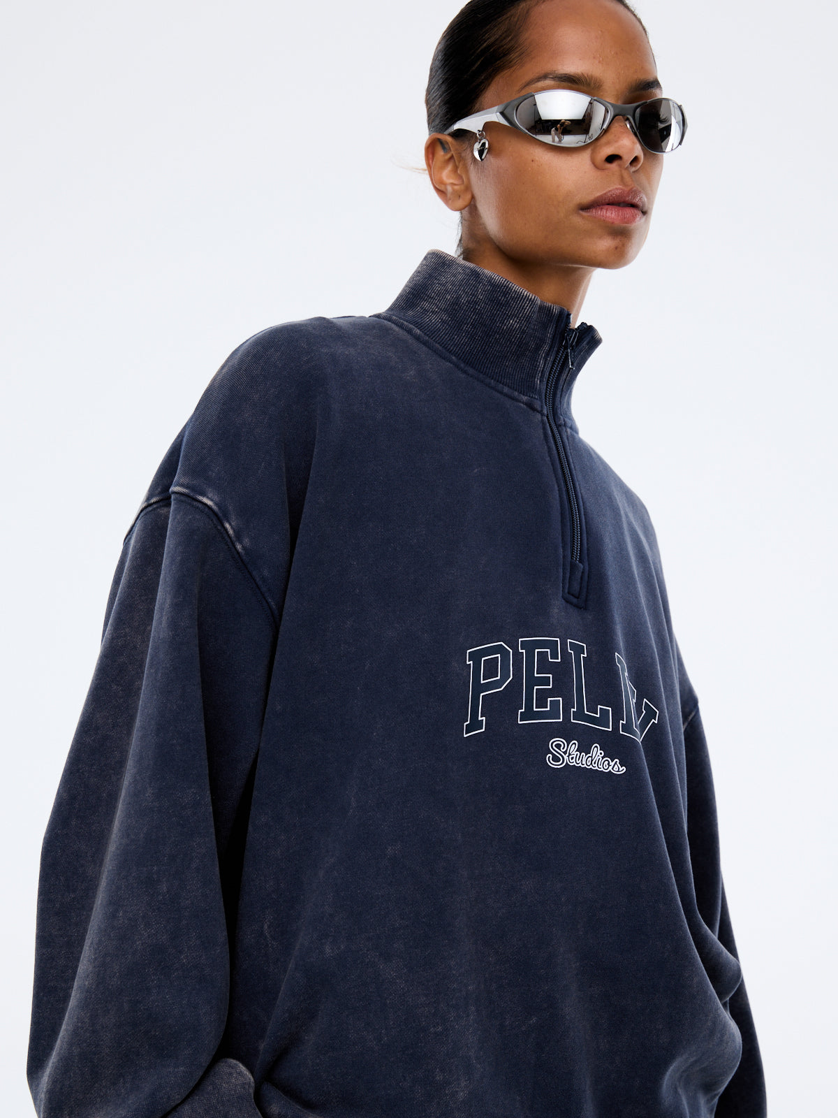 Asher Qtr Zip Through | Washed Ink