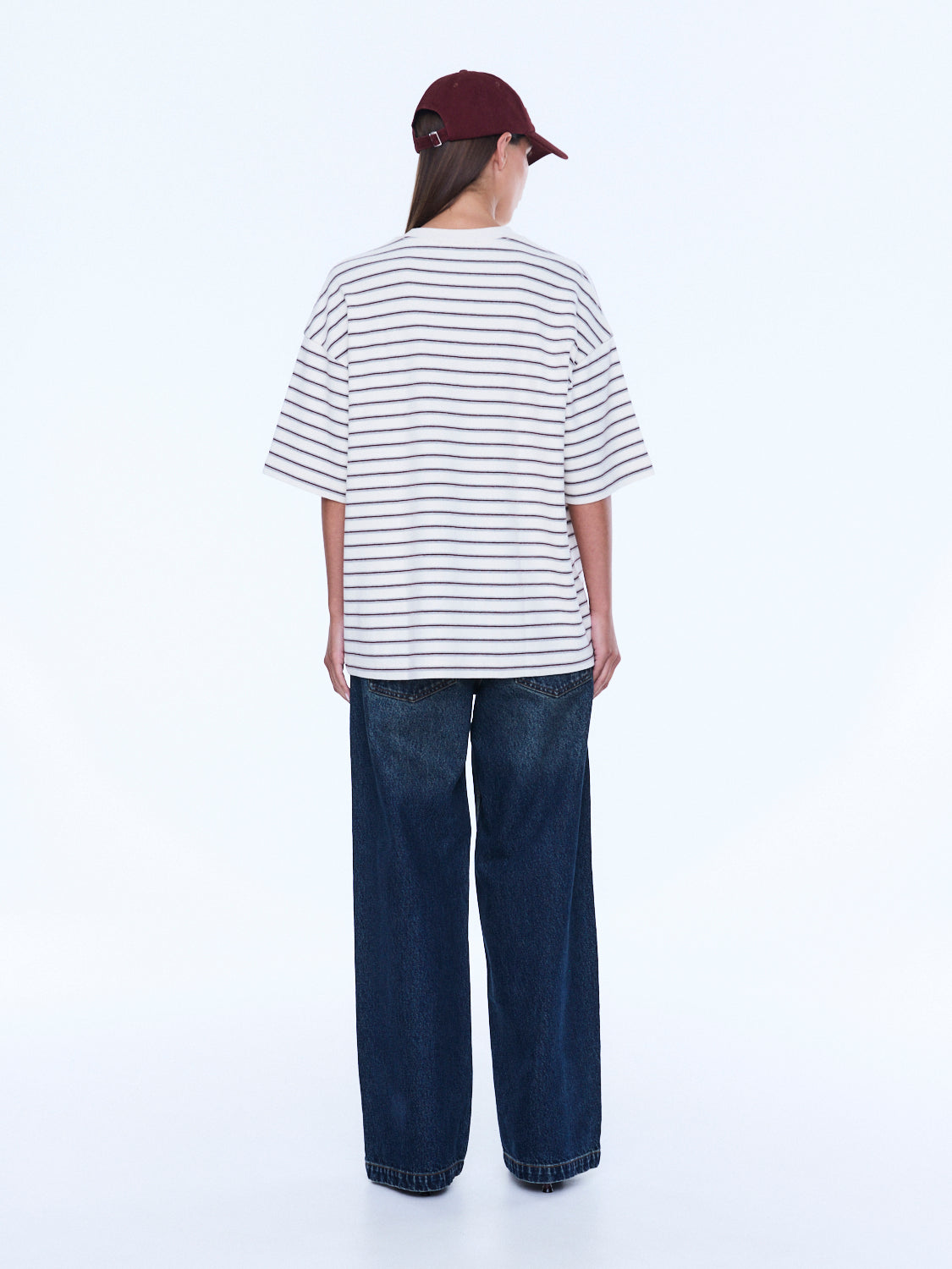 Maeve Relaxed Tee | Burgundy Stripe