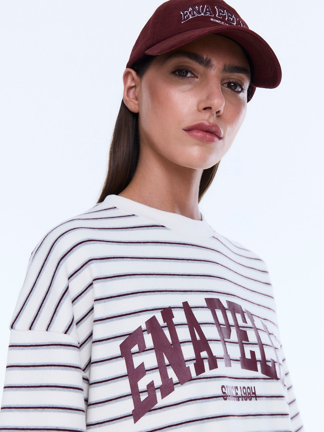 Maeve Relaxed Tee | Burgundy Stripe