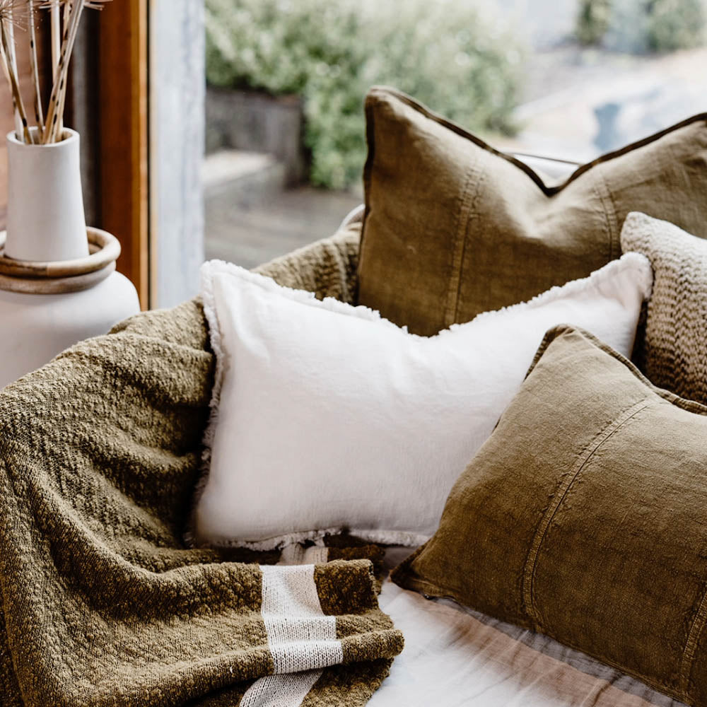 Luca Linen Cushion | Olive