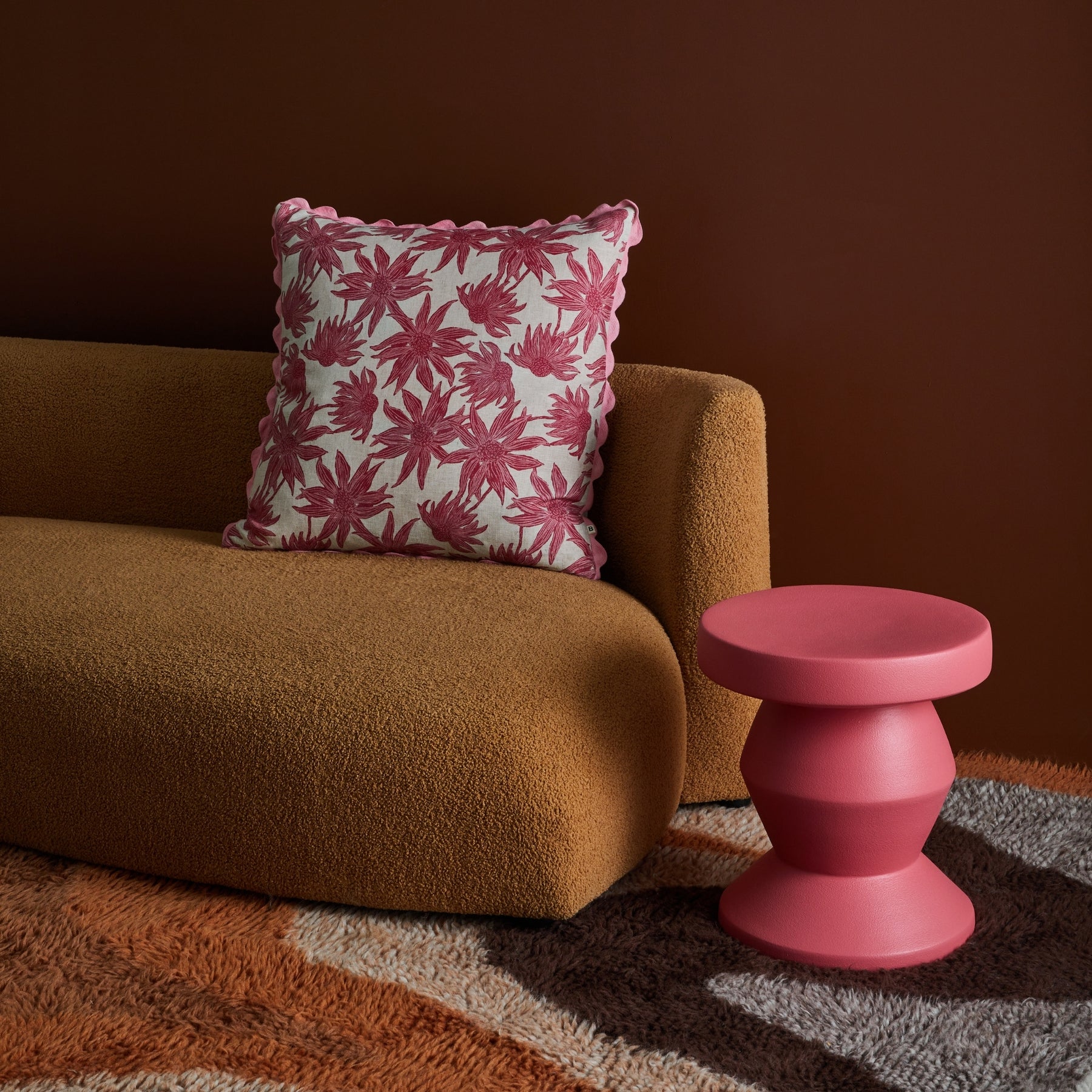 Flannel Flower Pink Cushion 60x60cm