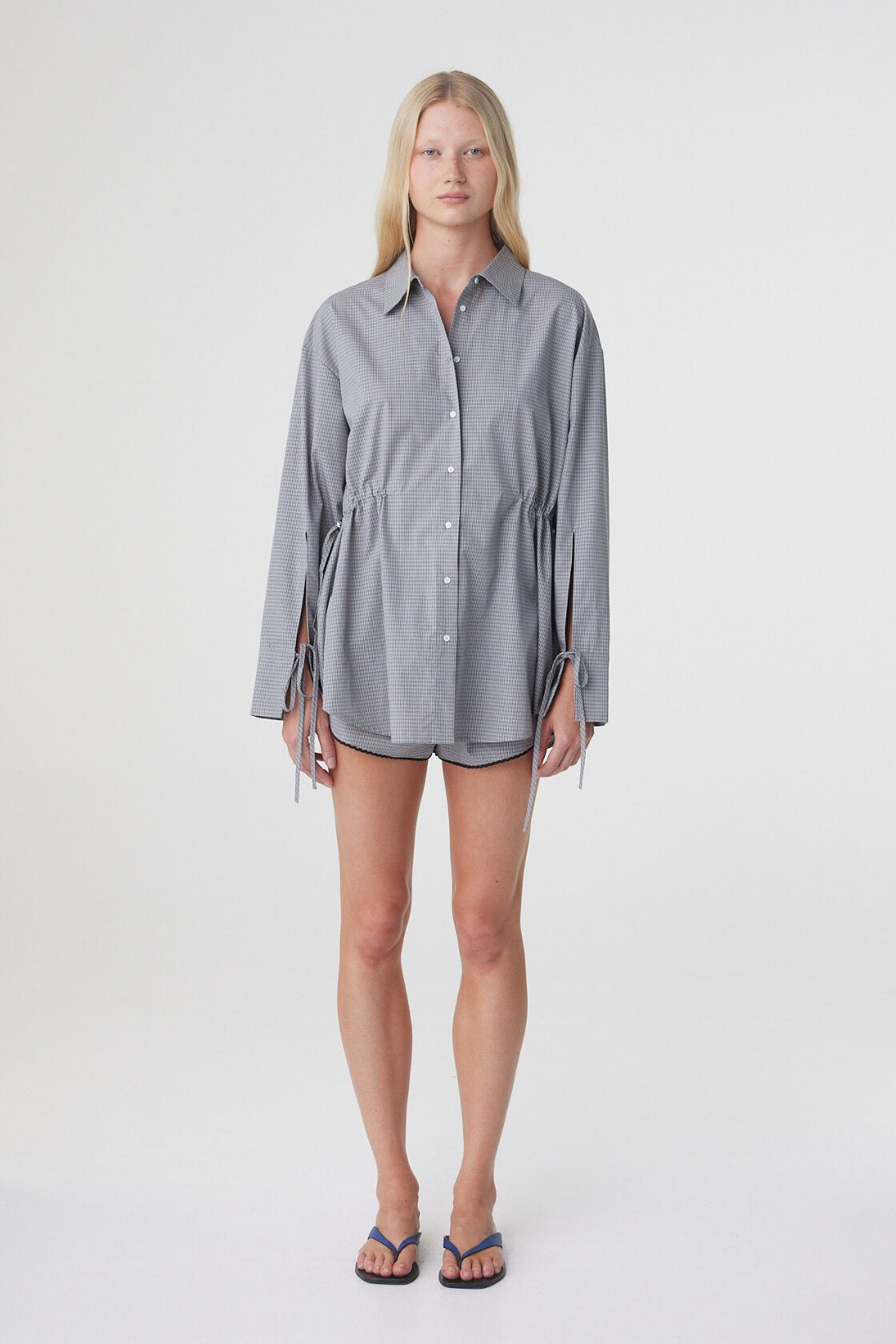Sia Shirt | Muted Blue Check