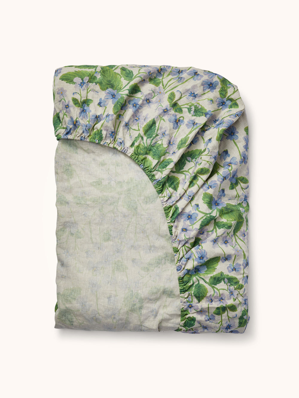 Lilas Blue Linen Fitted Sheet