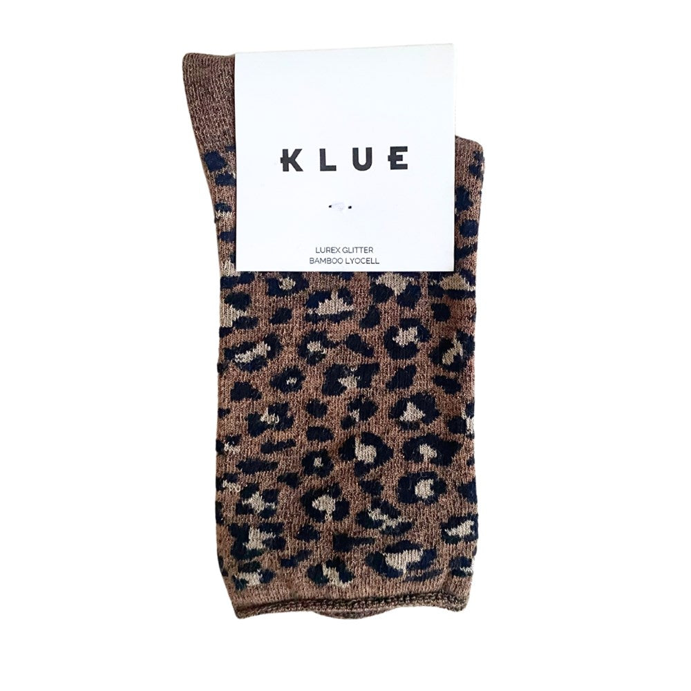 Glitter Lurex Socks | Leopard Brown