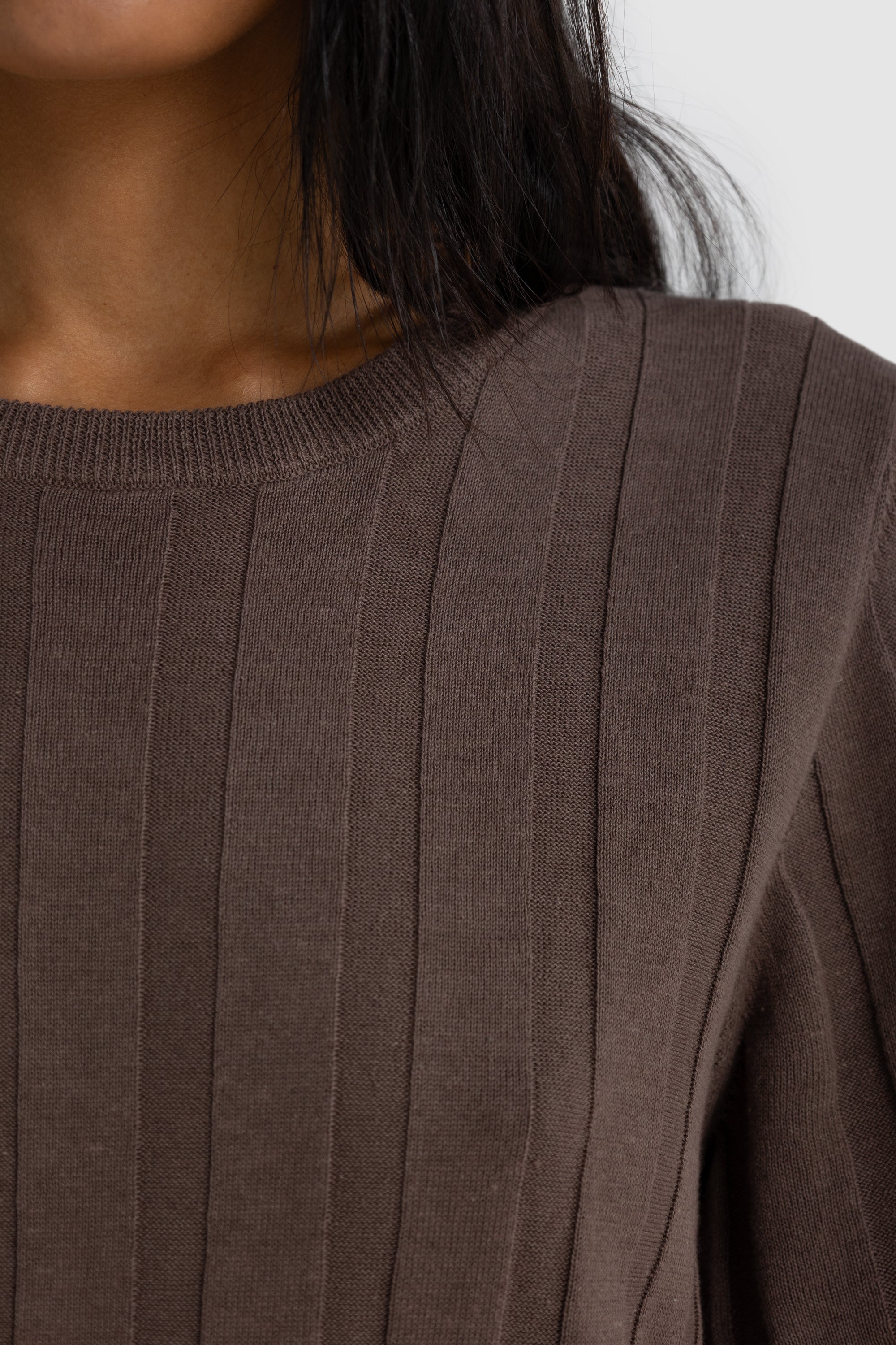 Amara Relaxed Knit T Shirt | Espresso