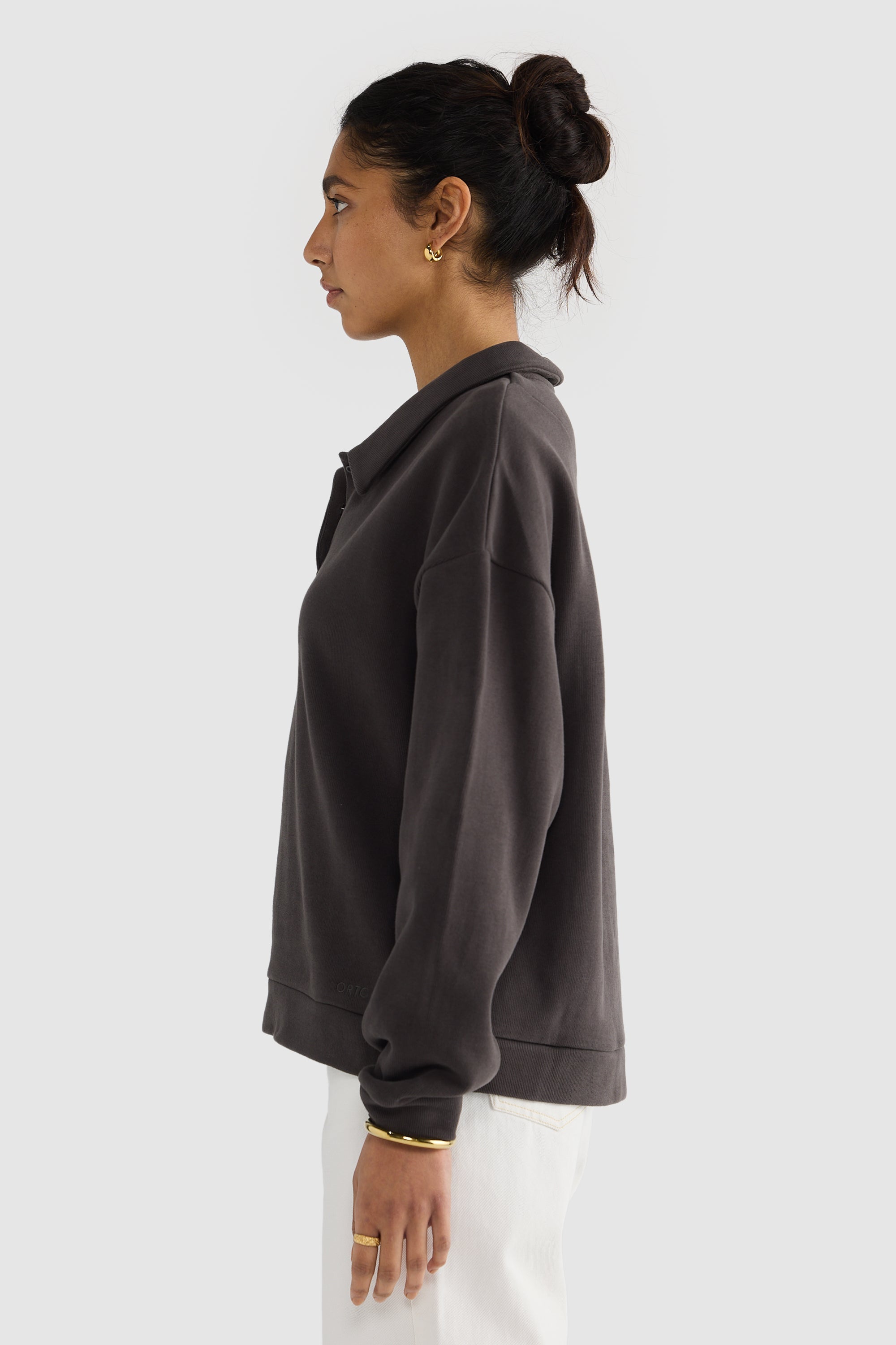 Ava Polo Sweater | Washed Black