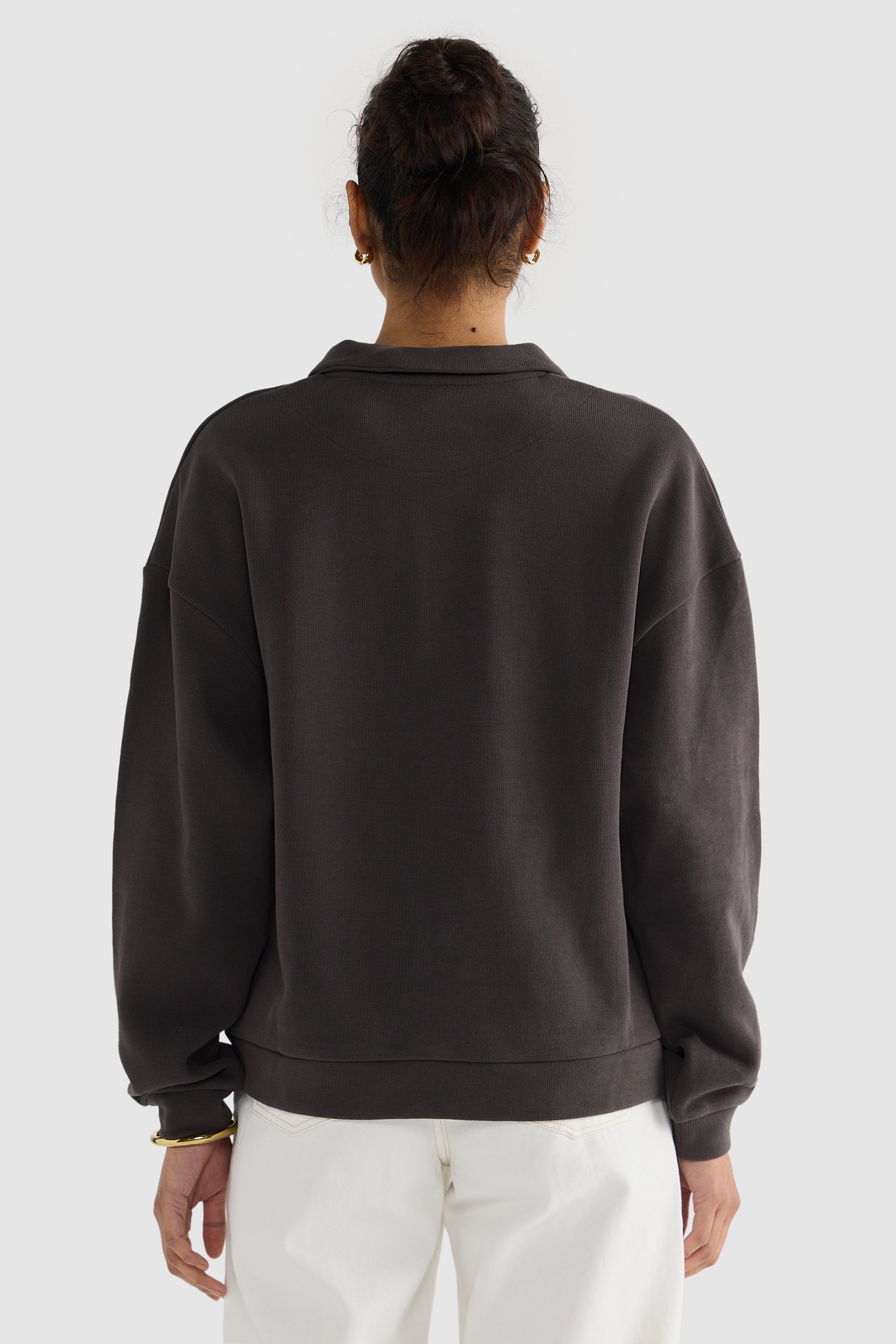 Ava Polo Sweater | Washed Black