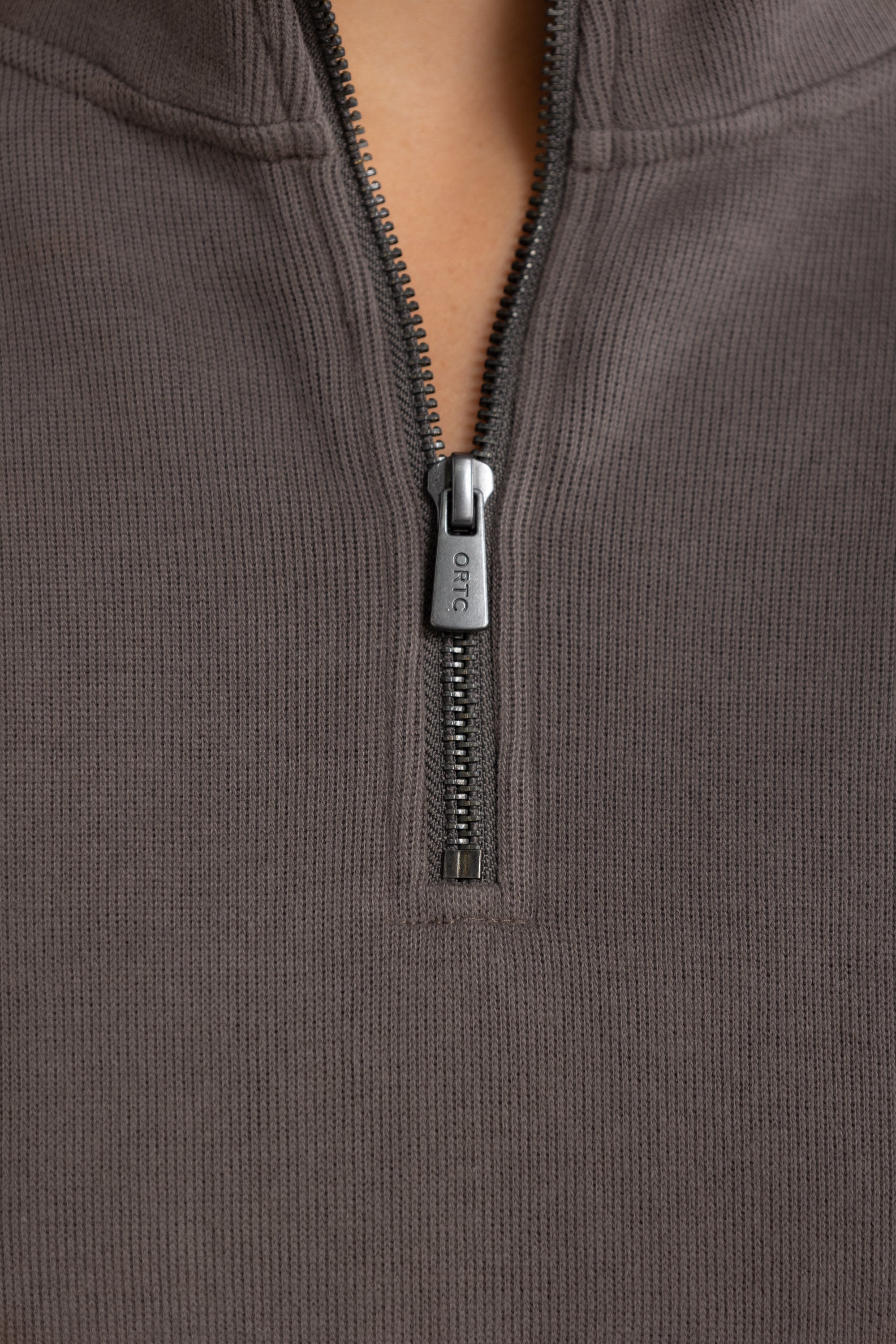 Ava Ribbed Quarter Zip | Espresso