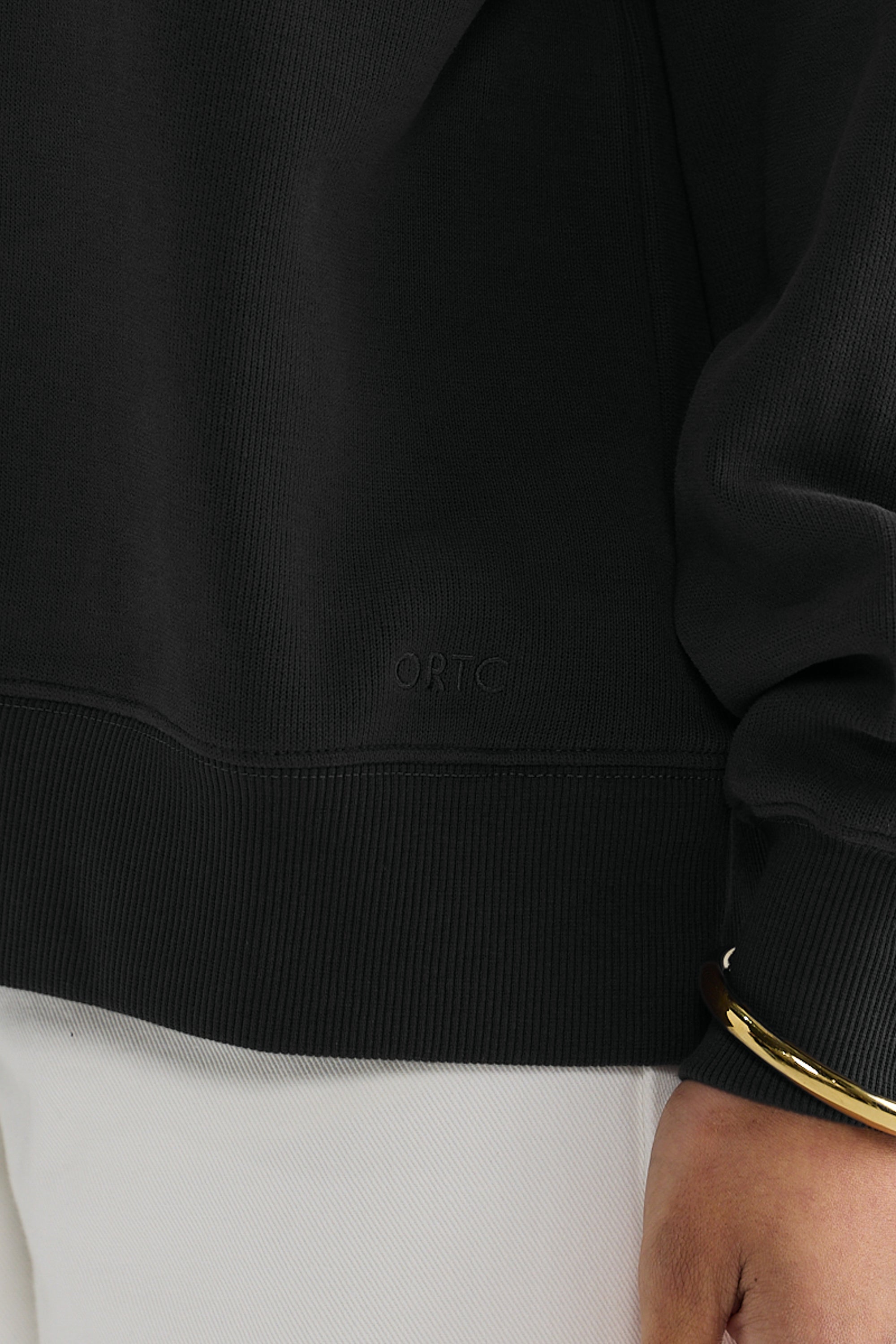 Ava Ribbed Quarter Zip | Washed Black