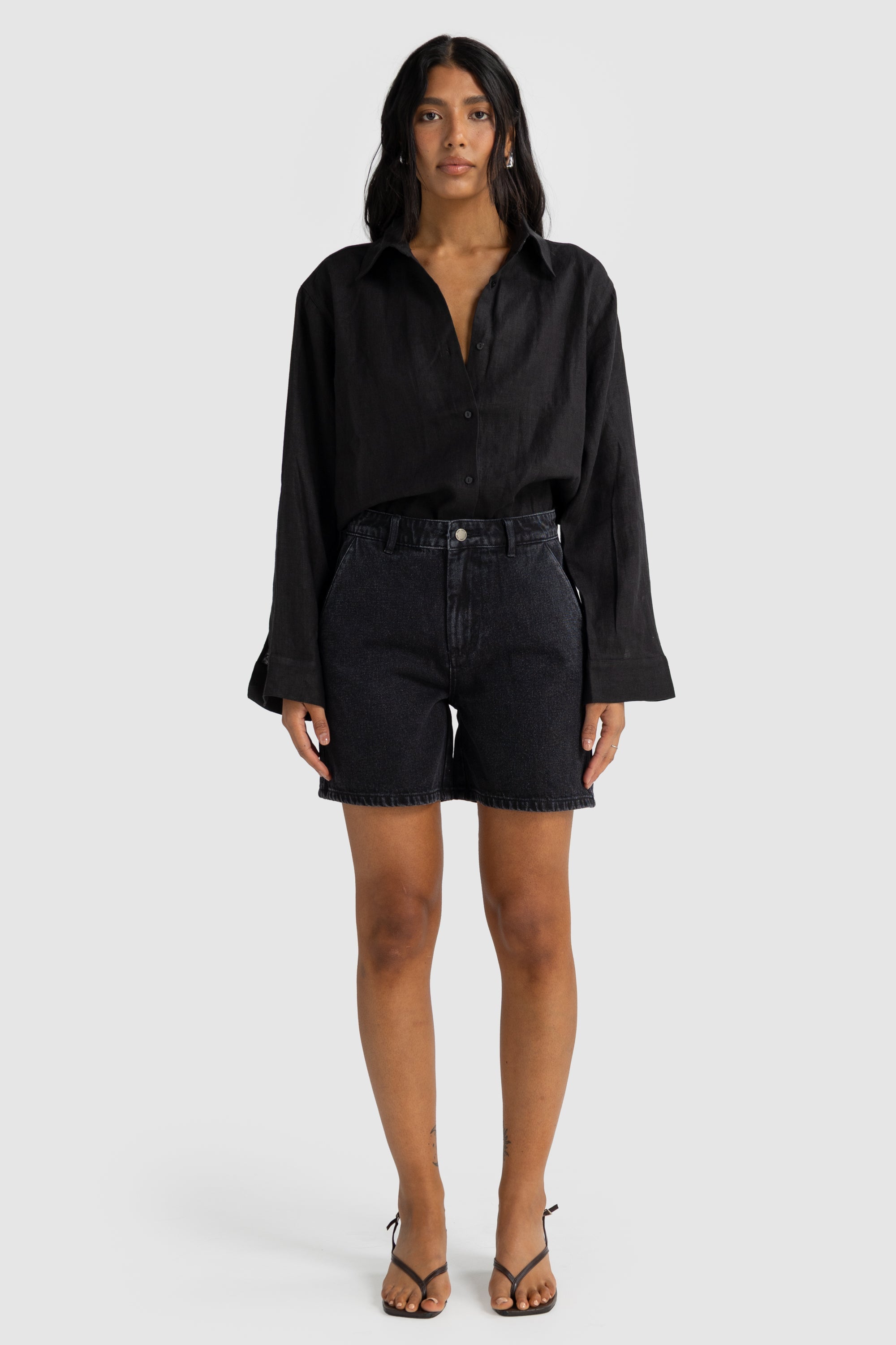 Bailie Denim Short | Washed Black