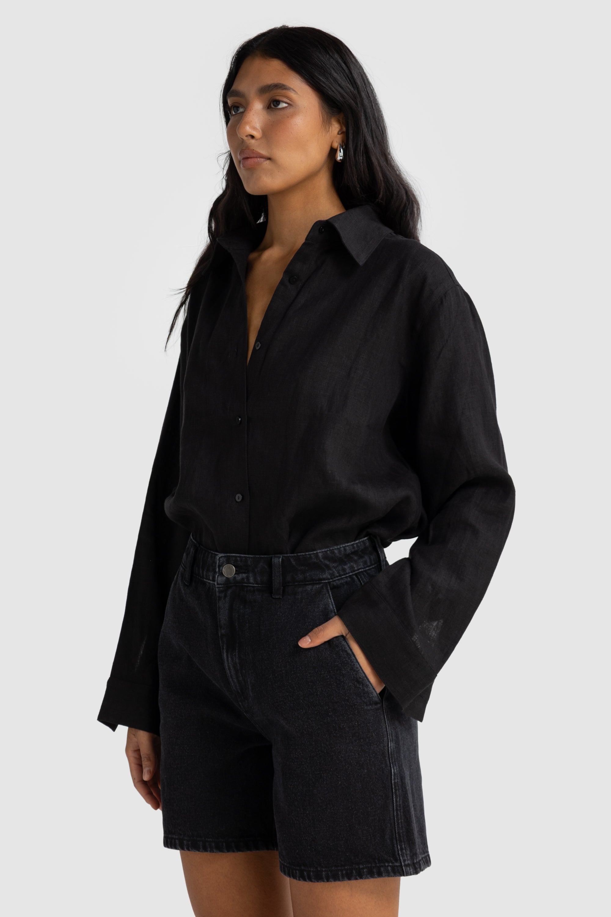 Bailie Denim Short | Washed Black