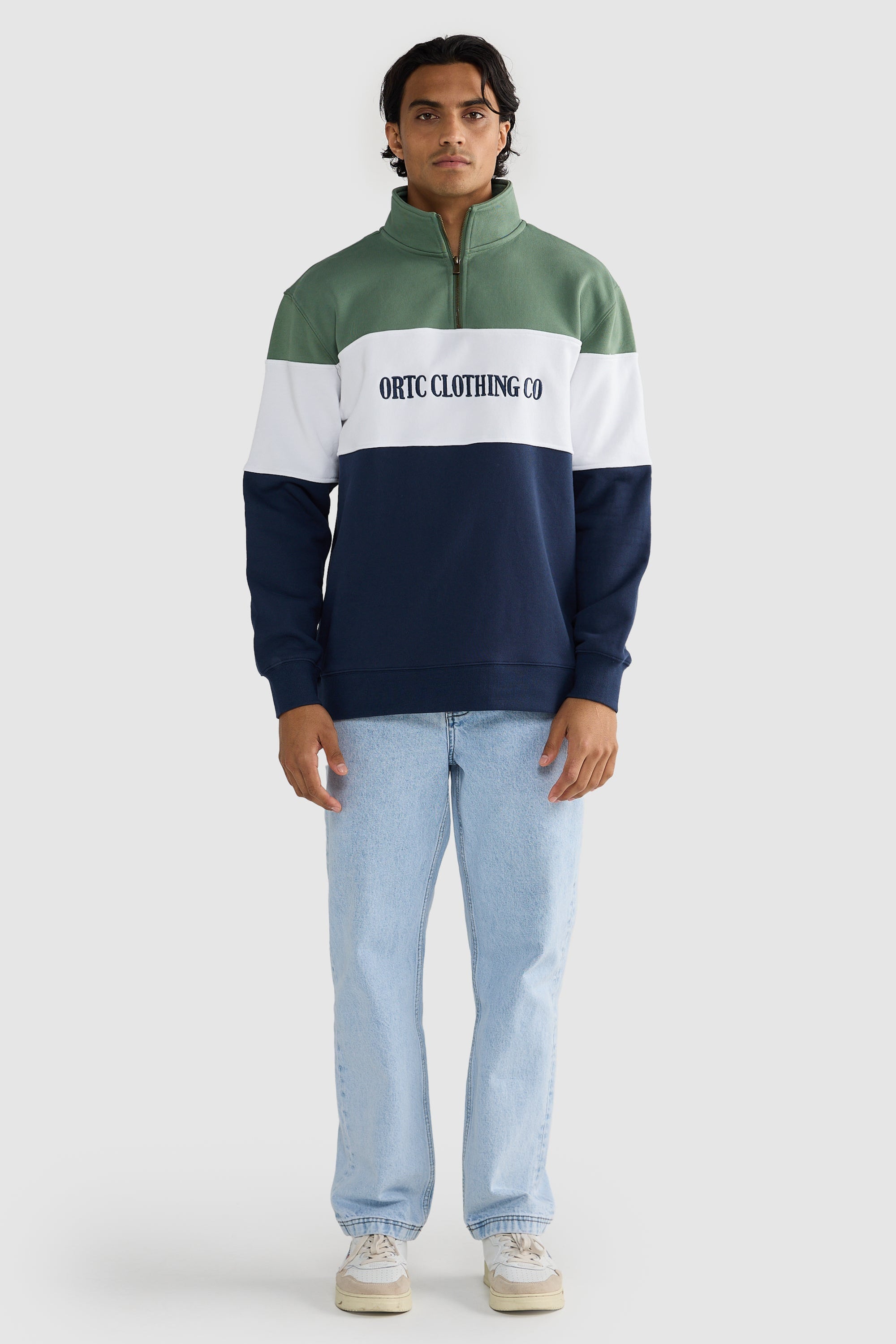 Classic Logo Quarter Zip | Olive & Navy