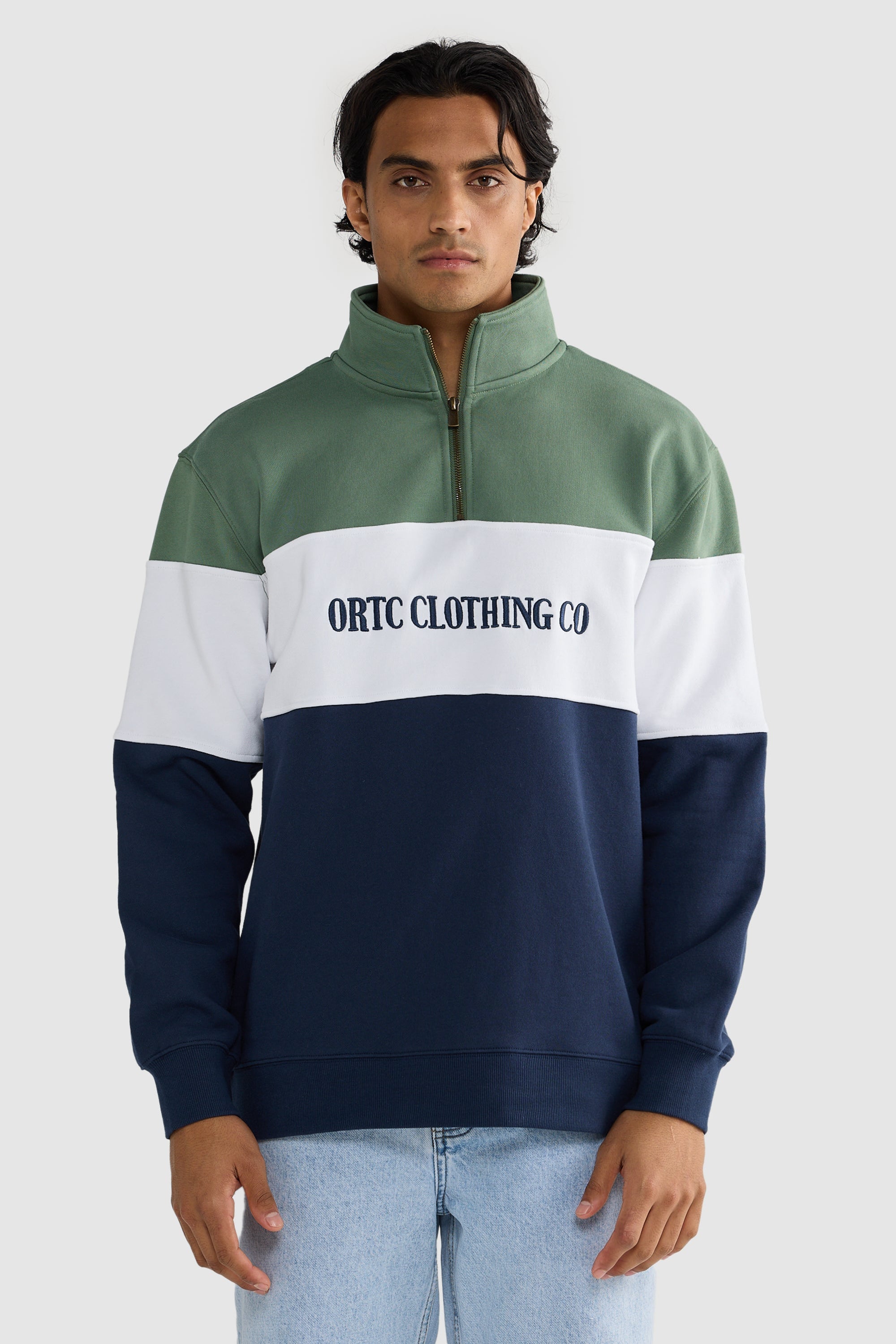 Classic Logo Quarter Zip | Olive & Navy