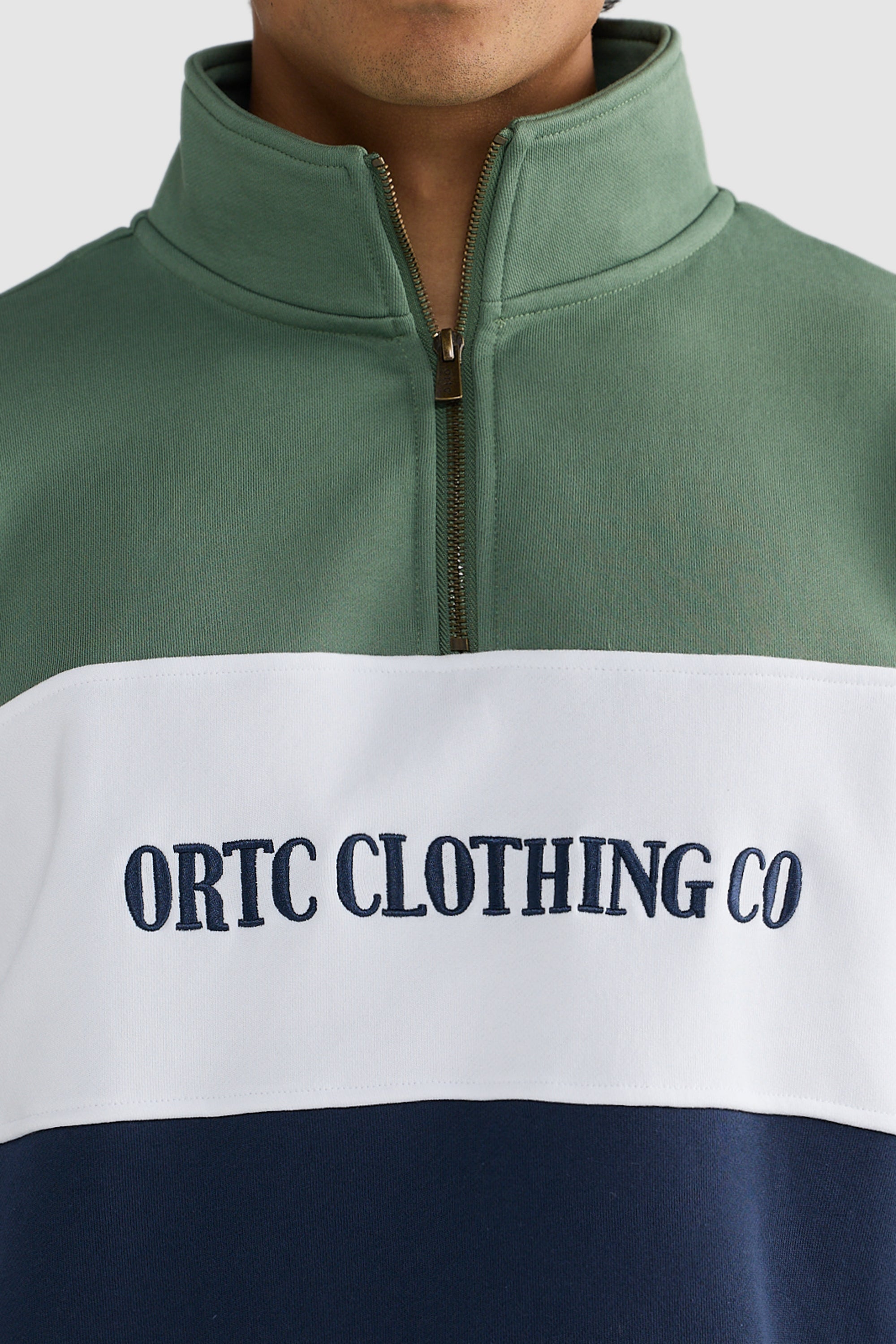 Classic Logo Quarter Zip | Olive & Navy
