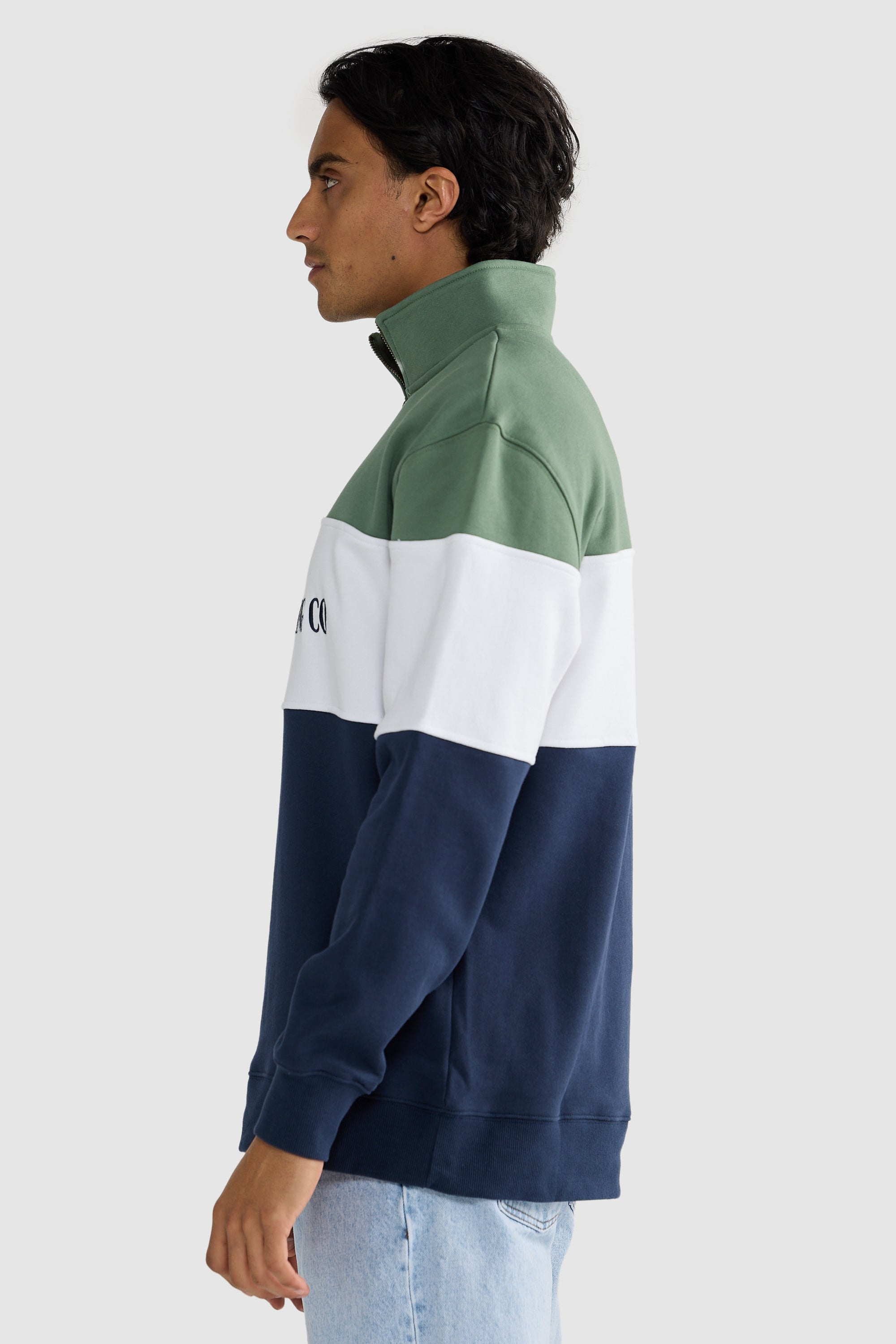 Classic Logo Quarter Zip | Olive & Navy