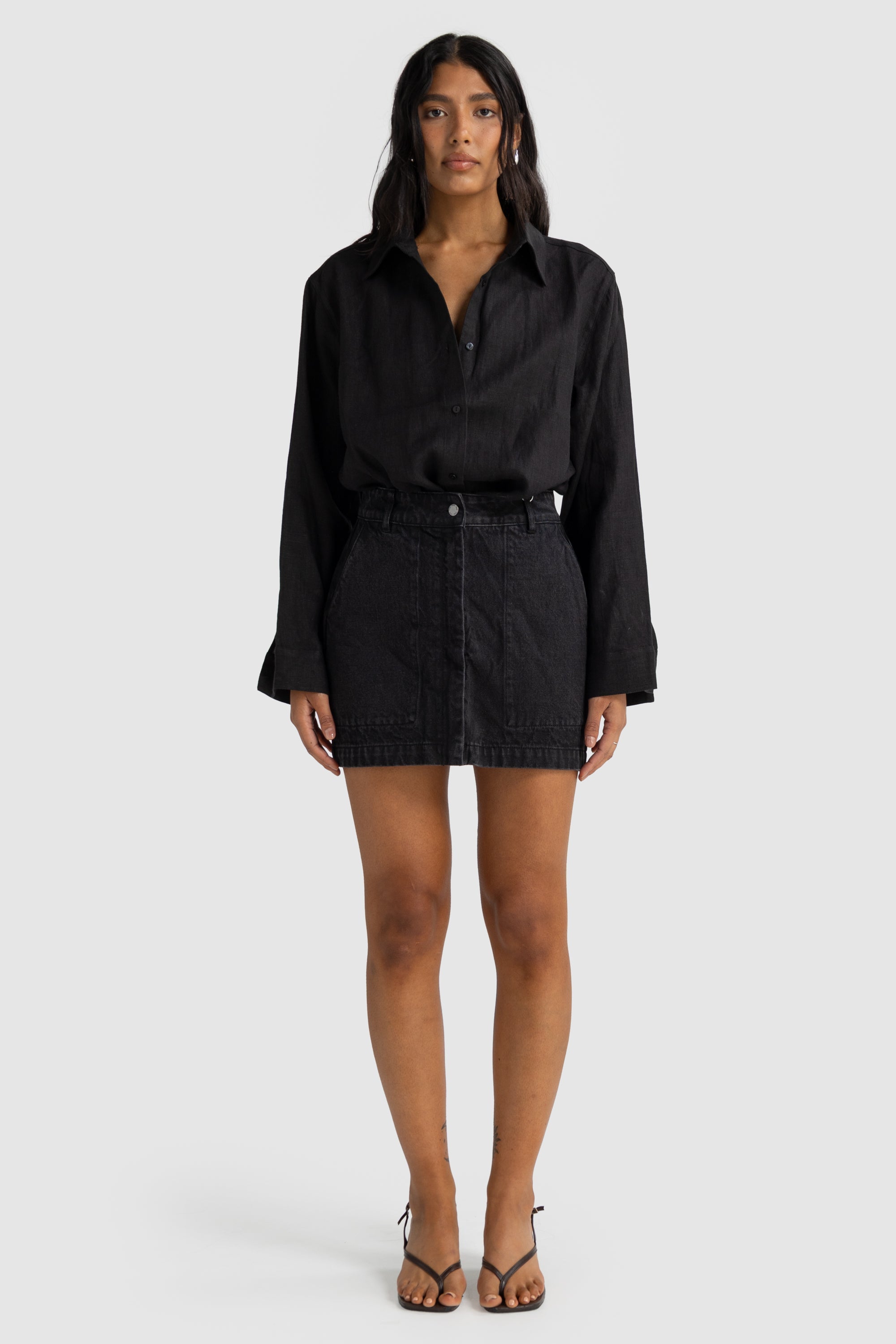 Harley Denim Mini Skirt | Washed Black