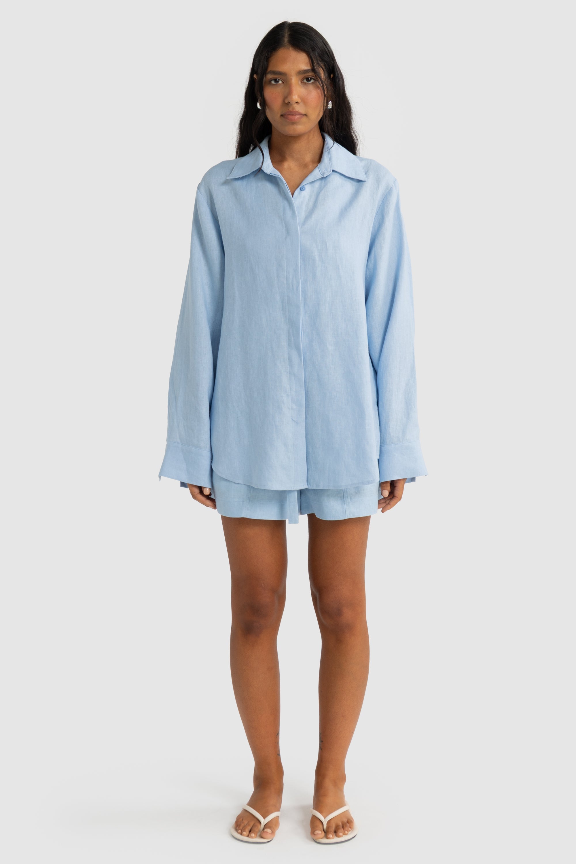 Luca Linen Shirt | Powder Blue