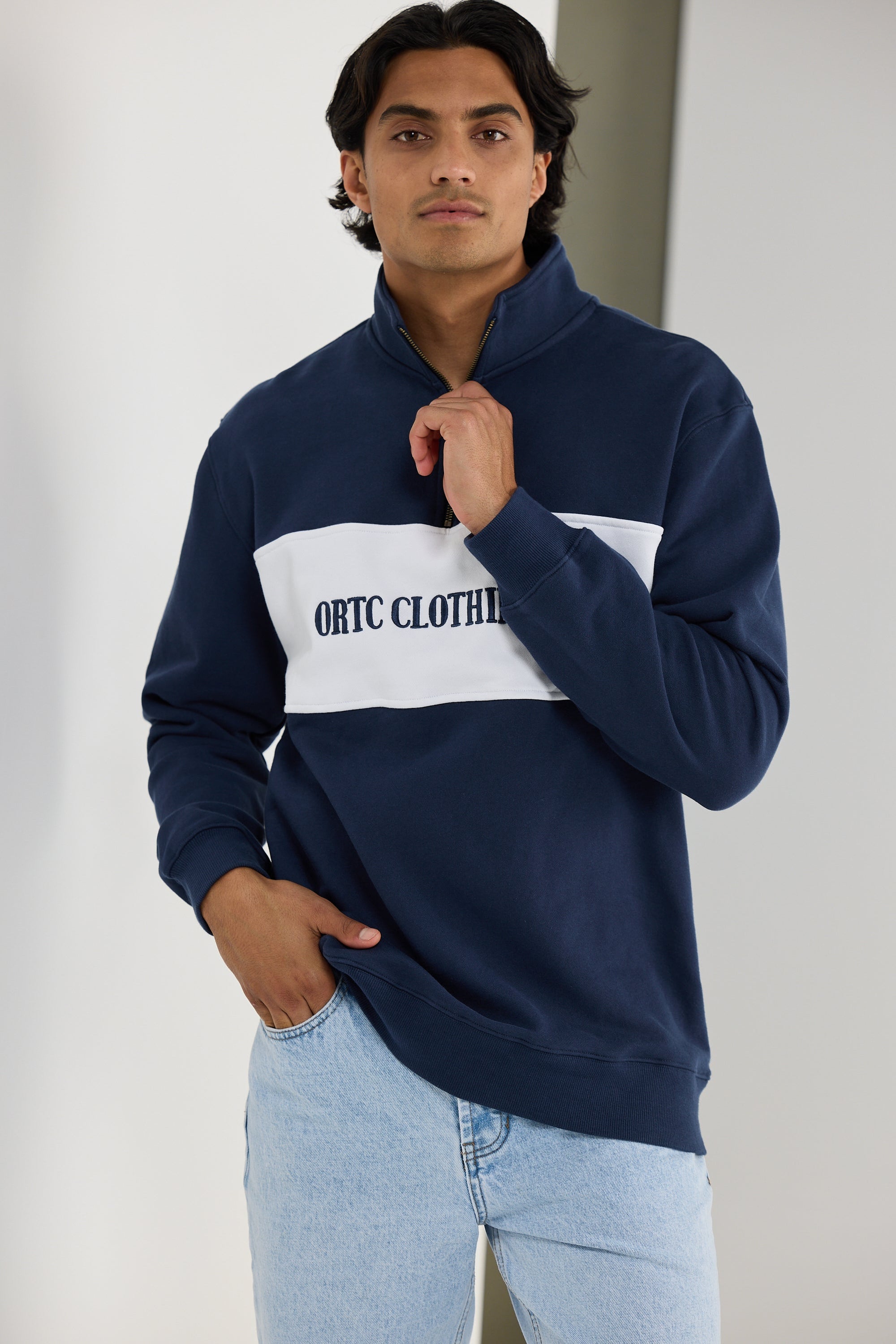 Classic Logo Quarter Zip | Navy