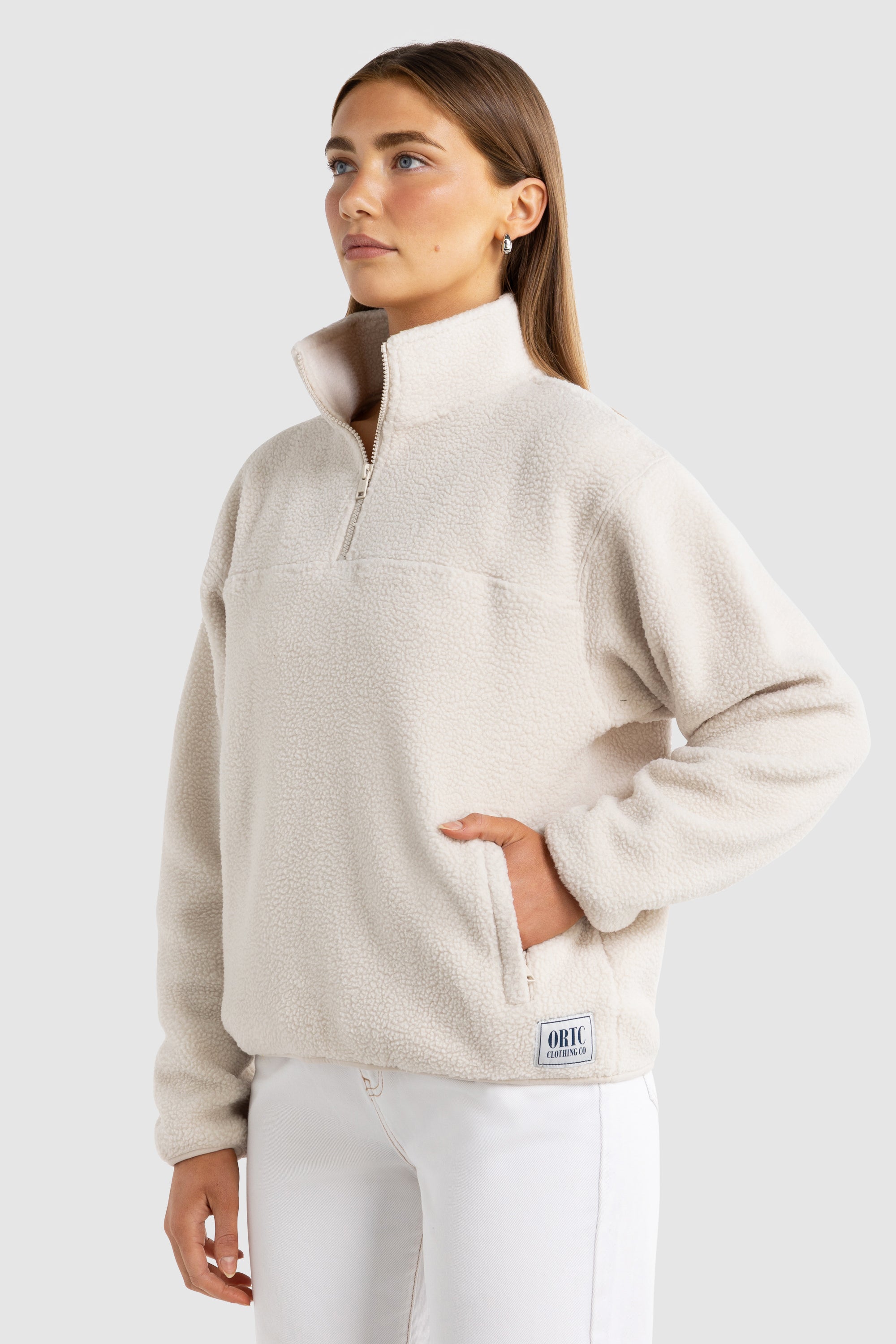 Sherpa Fleece Quarter Zip Unisex | Natural