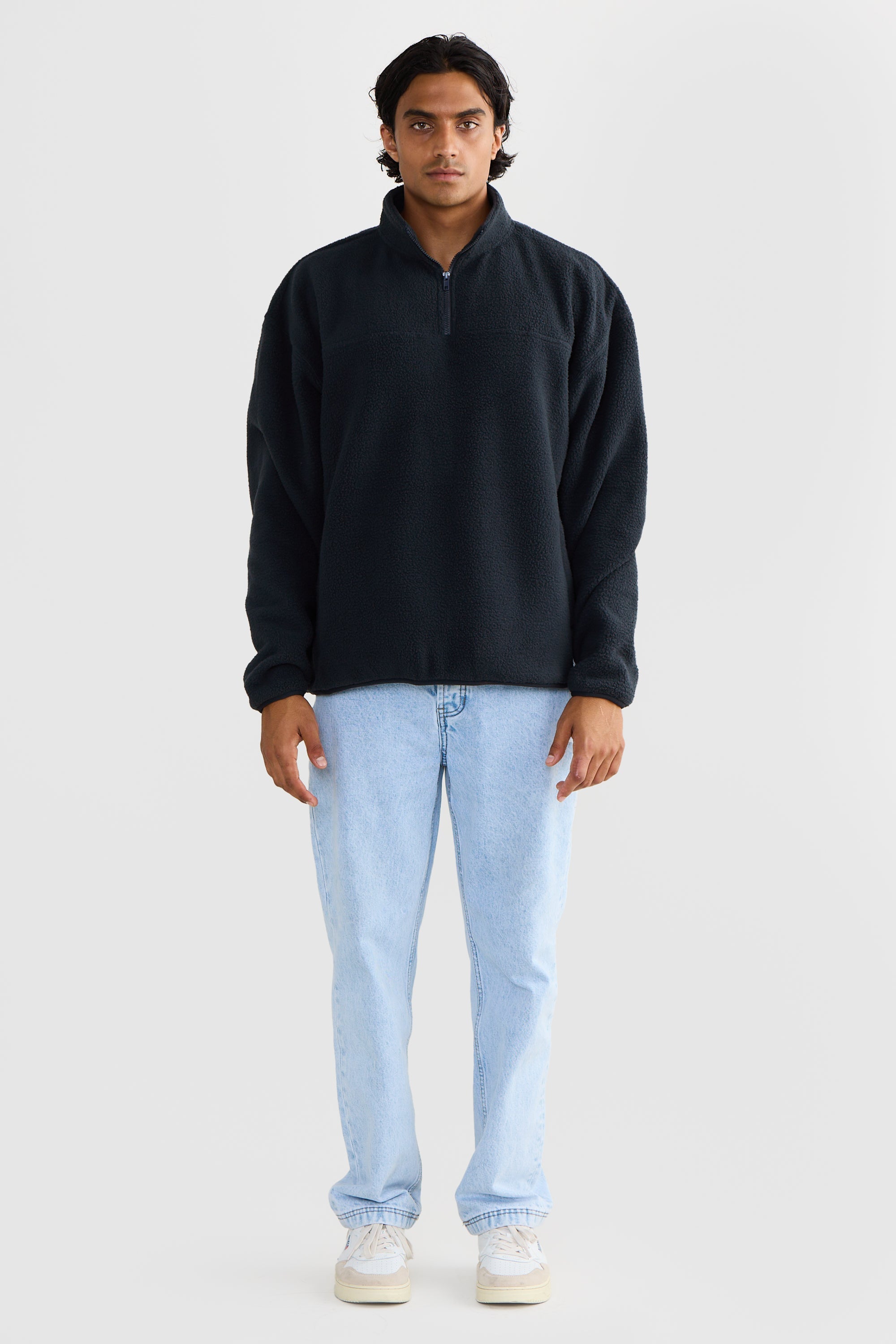Sherpa Fleece Quarter Zip Unisex | Washed Black