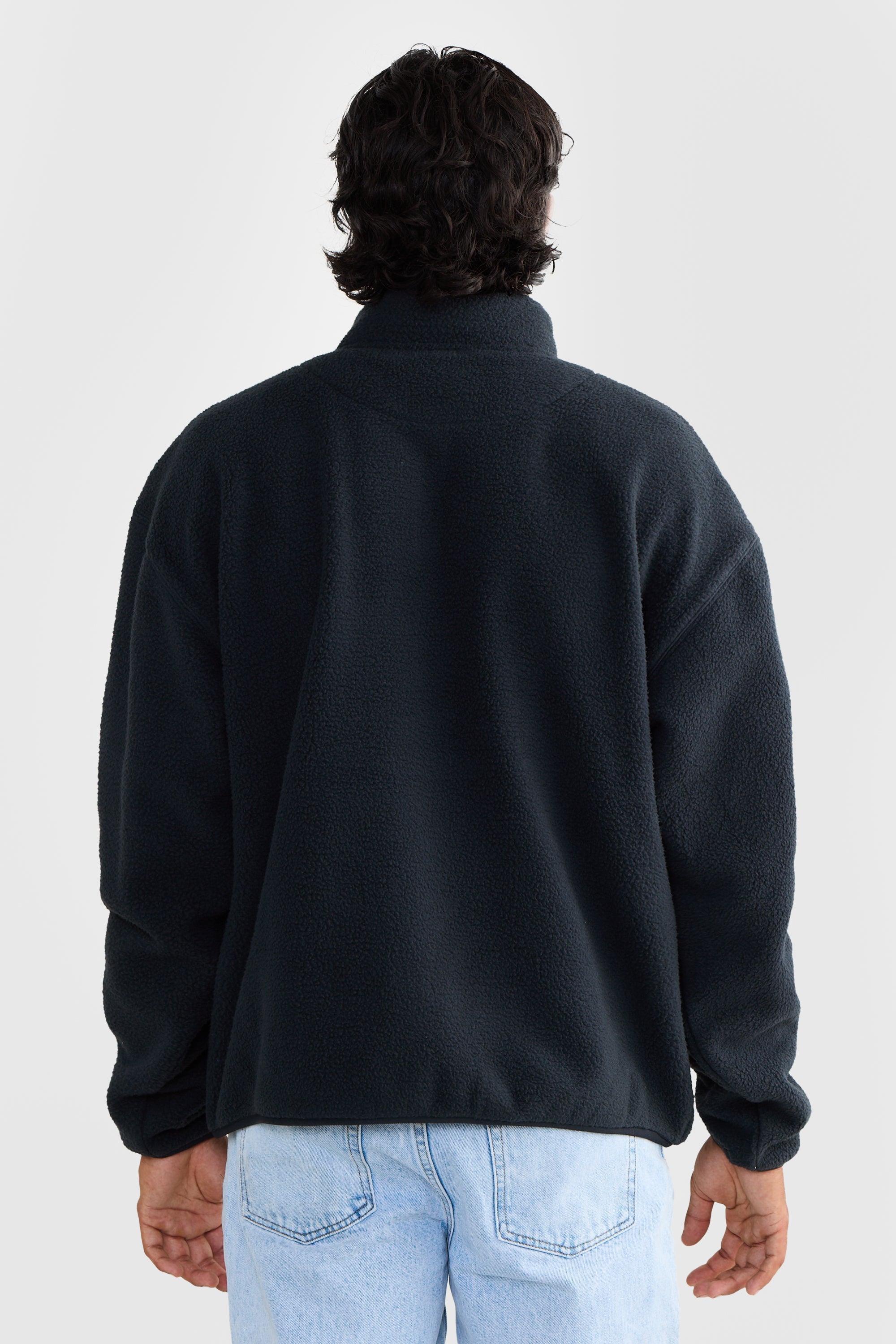 Sherpa Fleece Quarter Zip Unisex | Washed Black