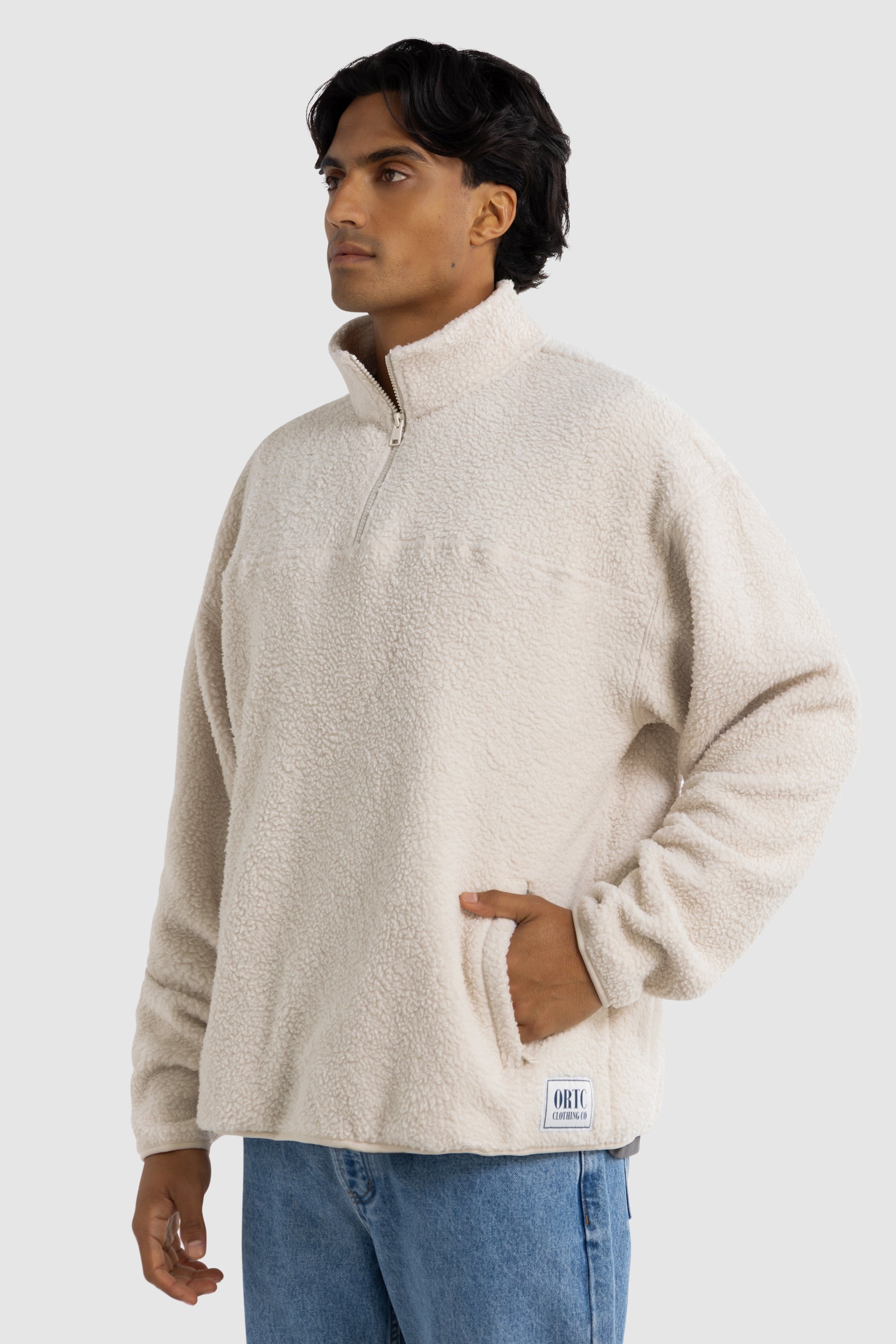 Sherpa Fleece Quarter Zip Unisex | Natural