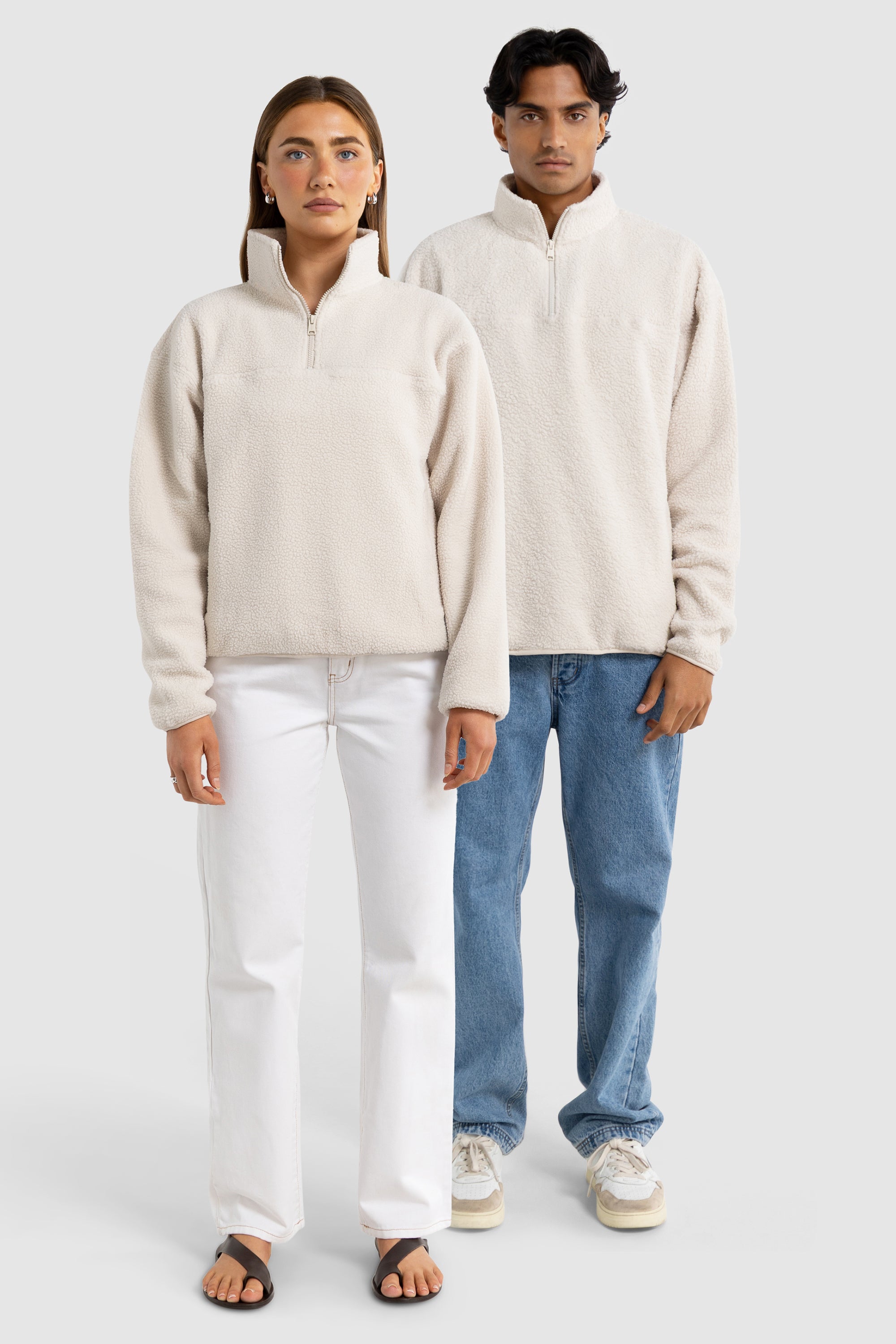 Sherpa Fleece Quarter Zip Unisex | Natural
